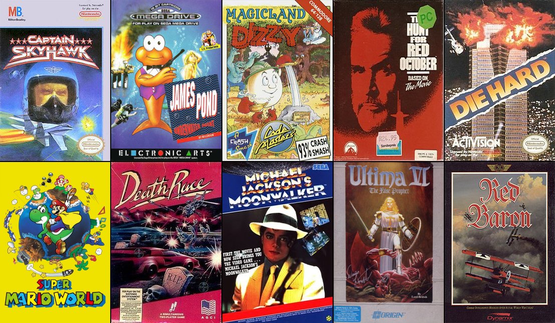 _I_Love_Retro_'s tweet photo. 1990, a new decade in computer gaming, with consoles playing an ever incresing role. Here are some of the top releases. #CaptainSkyhawk #JamesPond #MagicLandDizzy #HuntForRedOctober #DieHard #SuperMarioWorld #DeathRace #MichaelJacksonsMoonwalker #UltimaVI #RedBaron
#RetroGaming #Sony #Nintendo #Sega #ZXSpectrum #C64 #PCGames #Atari #Amiga
