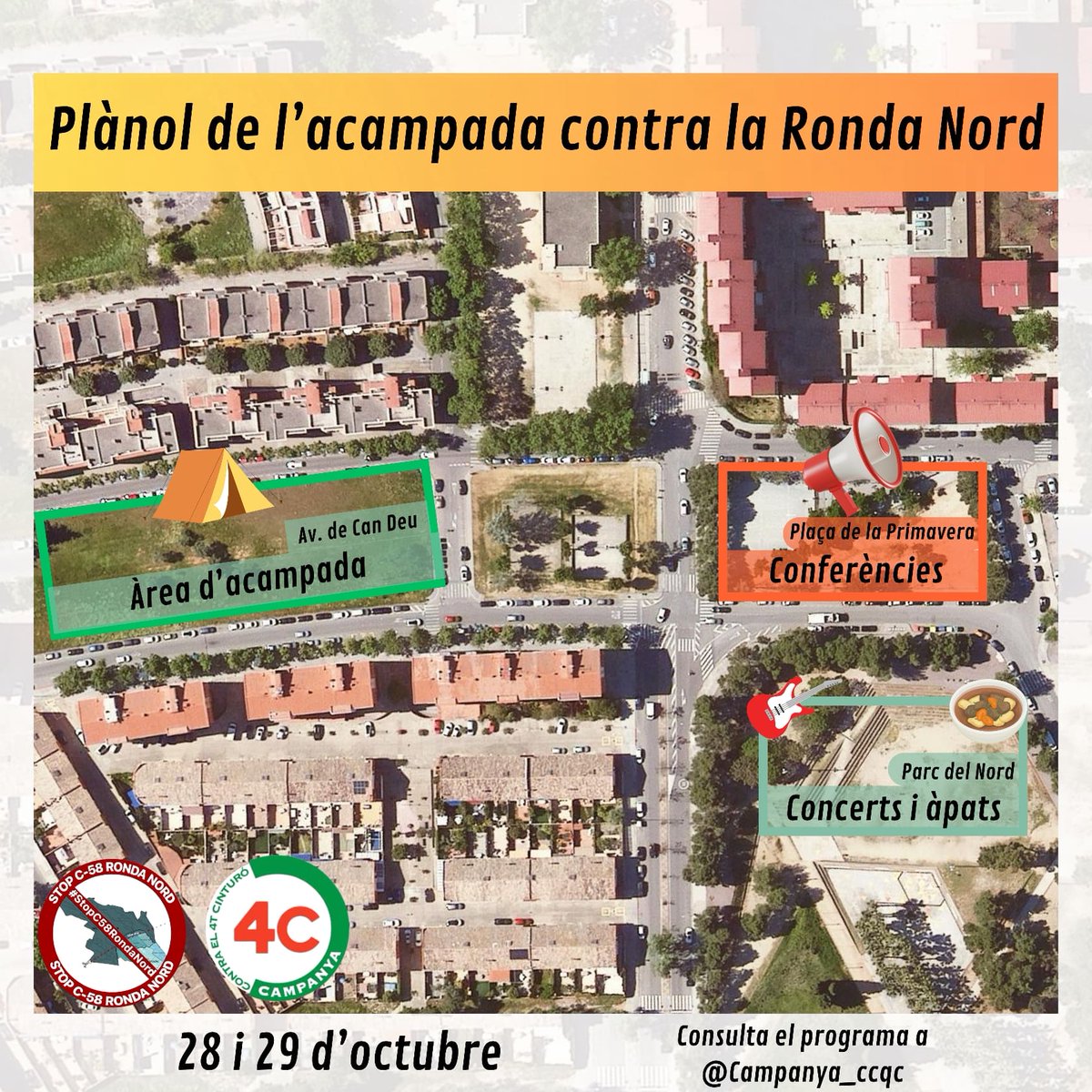 StopC58RndaNord's tweet photo. Us presentem el plànol de l'Acampada d'aquest cap de setmana i us convidem a venir a donar suport a la lluita contra la #RondaNord.
#NoALaRondaNord
#AturemEl4tCinturó
#StopC58RondaNord
#NoAlQuartCinturó
#STOP58
https://t.co/55W3ZGYeOI https://t.co/RG8qIkGs19