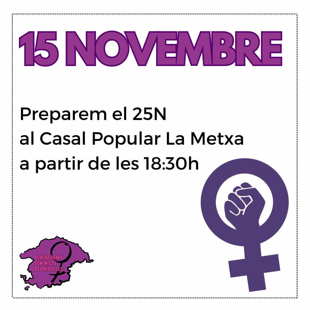 la_sarja's tweet photo. Ens veiem el 15/11 a @lametxaripoll per organitzar el proper 25N 💪🏼💜 https://t.co/OXmrpUf2ne