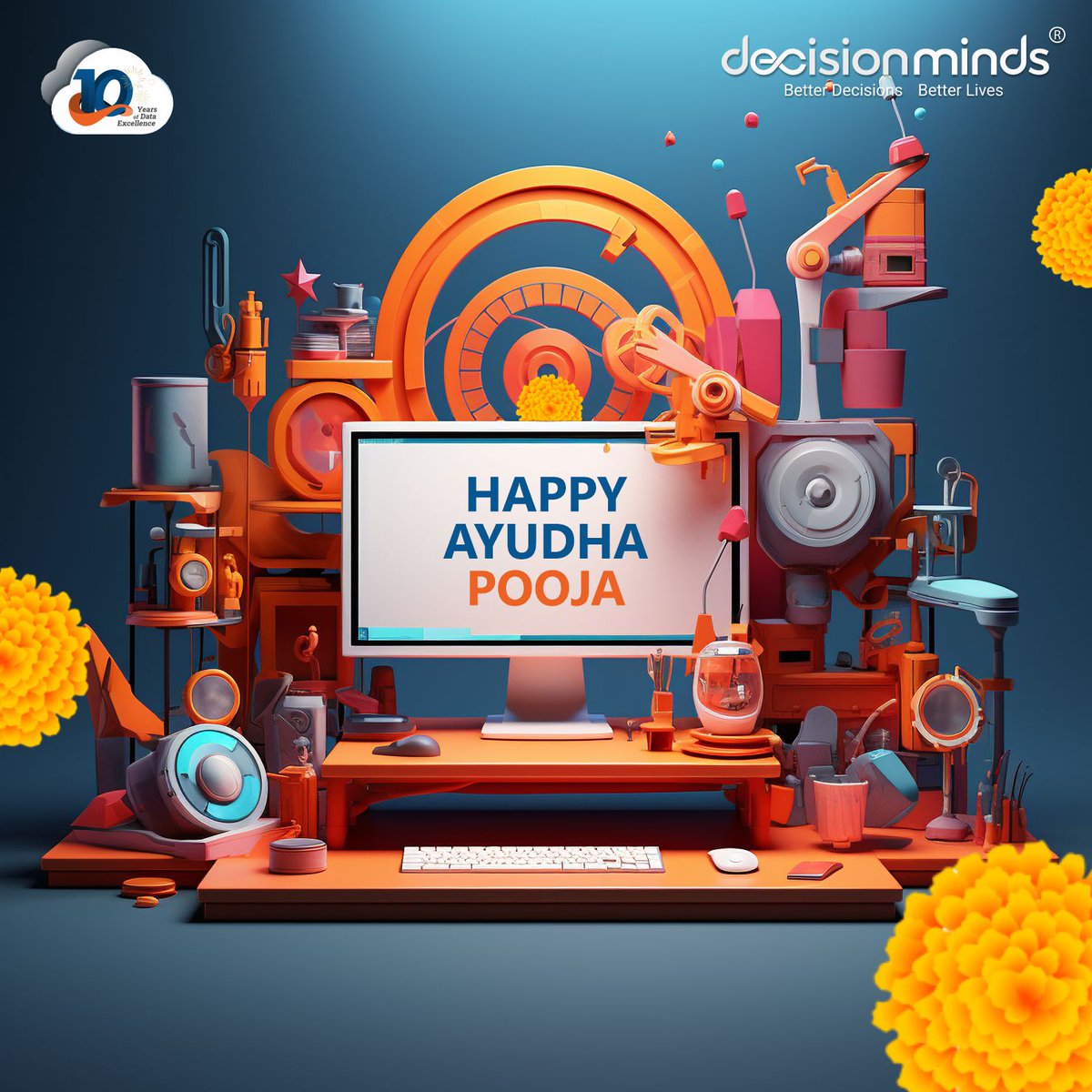 🌟 On this auspicious #AyudhaPooja, Decision Minds wishes you abundant blessings and prosperity. May your tools of trade and intellect be forever empowered for success. 🛠️✨ #FestiveWishes #CelebrateTradition #ProsperityAhead