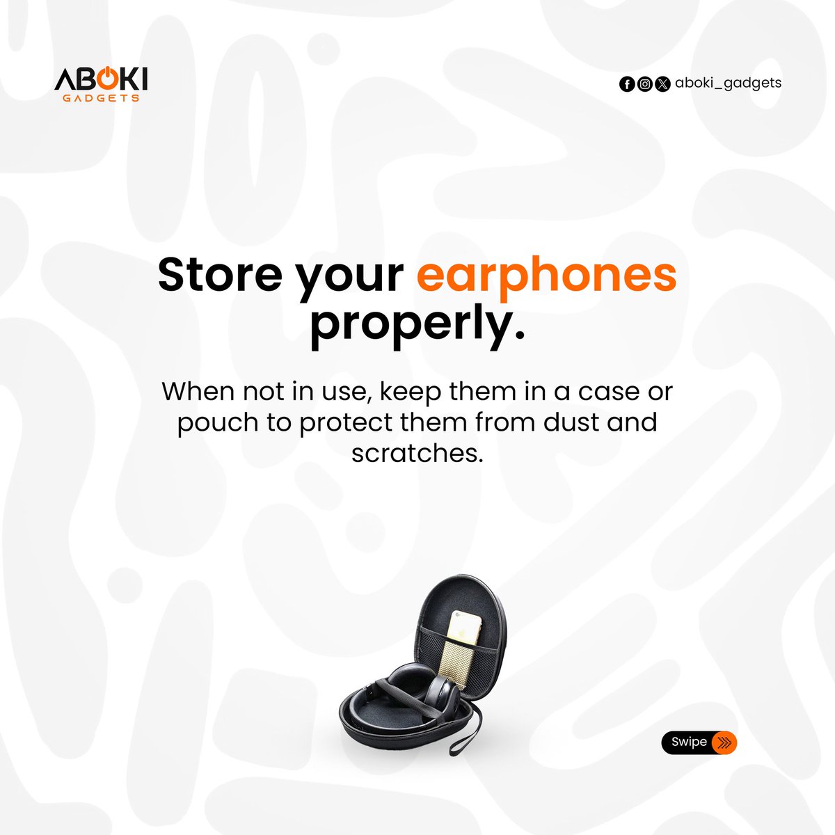 It’s Gadgets Tips Tuesday

Do you want your earphones to last longer and sound better?

Try the tips above 😊

Remember, Aboki cares.

#earphones #wirelessearphones #wirelessheadphones #headphones #buyoncebuyright #abokigadgets #computervillageikeja #nigeriagadgetstore