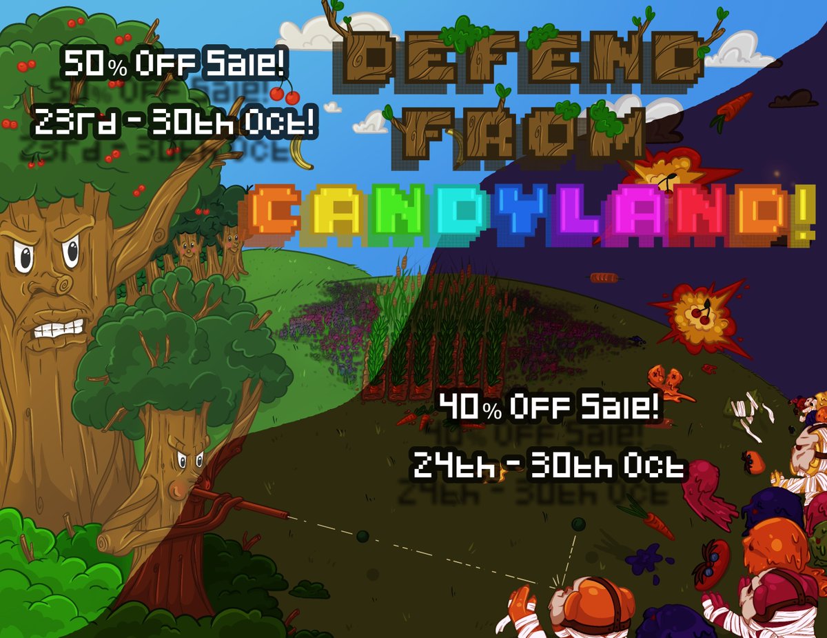 MIPixelStudios's tweet photo. Get ready for spooktacular updates and discounts in Defend from Candyland! Check out the latest changes, Halloween Art Pack, and special offers in our community post. #IndieGame #SteamSale 🎃🍬 https://t.co/R3exL0ZMoq