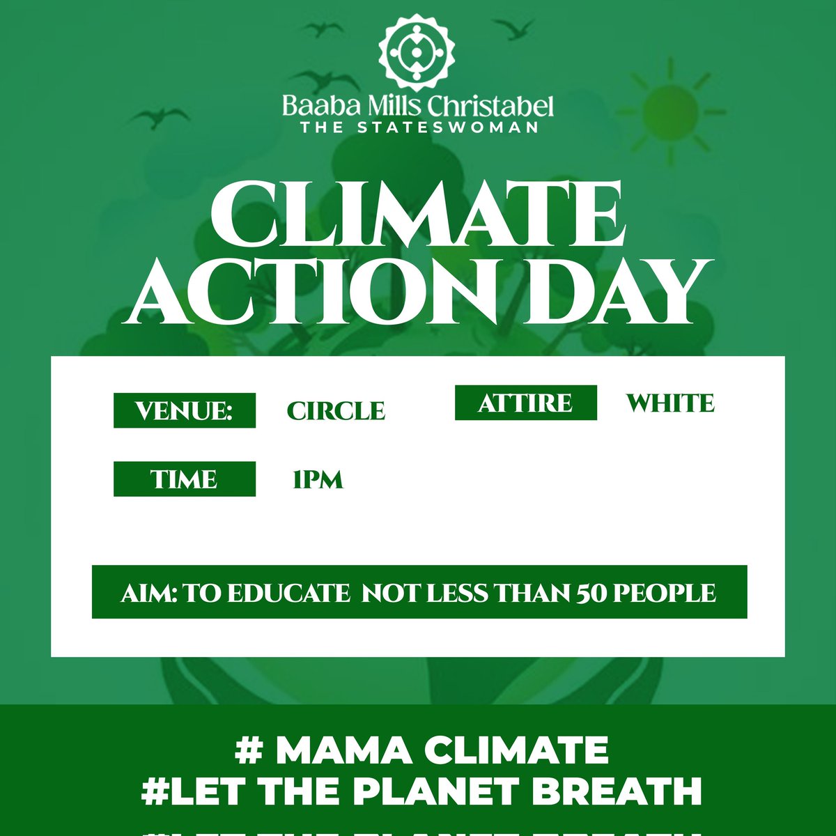 _baabamills's tweet photo. Let's meet today at Circle,Accra Central Ghana 🇬🇭.
Happy international climate action day ♻️.
Join me let's do this.
I believe that this would help Ghanaians understand what climate is about.@YouthClimateGH @UNICEFGhana @UNDPClimate @UNFCCC https://t.co/1RqXTEt5uc