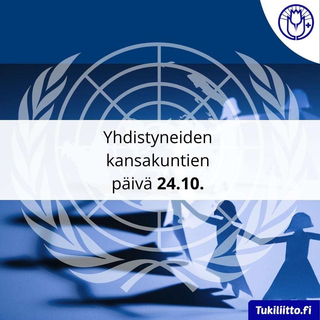 tukiliitto's tweet photo. Hyvää kansainvälistä YK:n päivää! 💙

YK:n vammaissopimus on ihmisoikeussopimus, joka turvaa vammaisille henkilöille samat ihmisoikeudet kuin kaikille muillekin.

https://t.co/vKLcoMOz6o

#YKPäivä #YhdessäVahvempia #vammaissopimus #KohtaaMut https://t.co/GIslPkzmY5