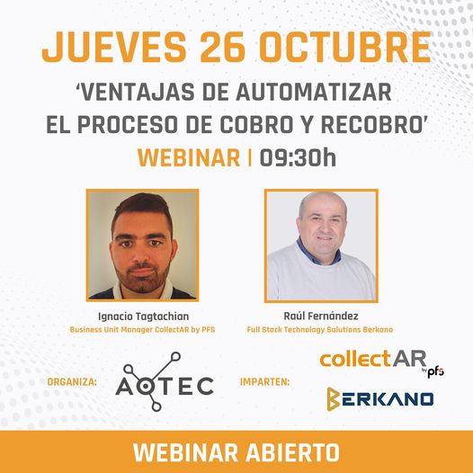GrupoBerkano's tweet photo. El próximo jueves 26 de octubre, a las 9:30h, te invitamos a asistir al webinar 'Ventajas de automatizar el proceso de cobro y recobro' impartido por Collectar SL y Berkano.
Inscríbete aquí para asistir: https://t.co/ipikOXobCn
Este webinar es ABIERTO a todos los interesados. https://t.co/b03dzw5XLe