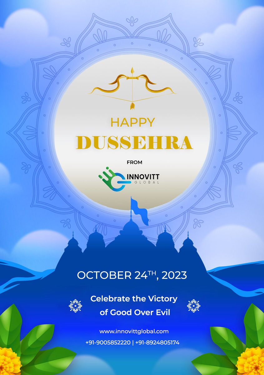 innovittglobal's tweet photo. May your path of success always be lit up, and hope you achieve victory in each and every phase of life. Wish you a Happy Dussehra!

Visit our website: https://t.co/Q7uvSJa5gF
Contact us : 090058 52220

#InnovittGlobal #dussehra2023 #HappyDussehra #vijayadashami #dussehrawishes https://t.co/D5DimM5yiV