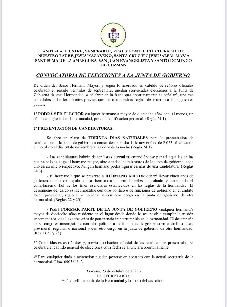CONVOCATORIA DE ELECCIONES A LA JUNTA DE GOBIERNO.