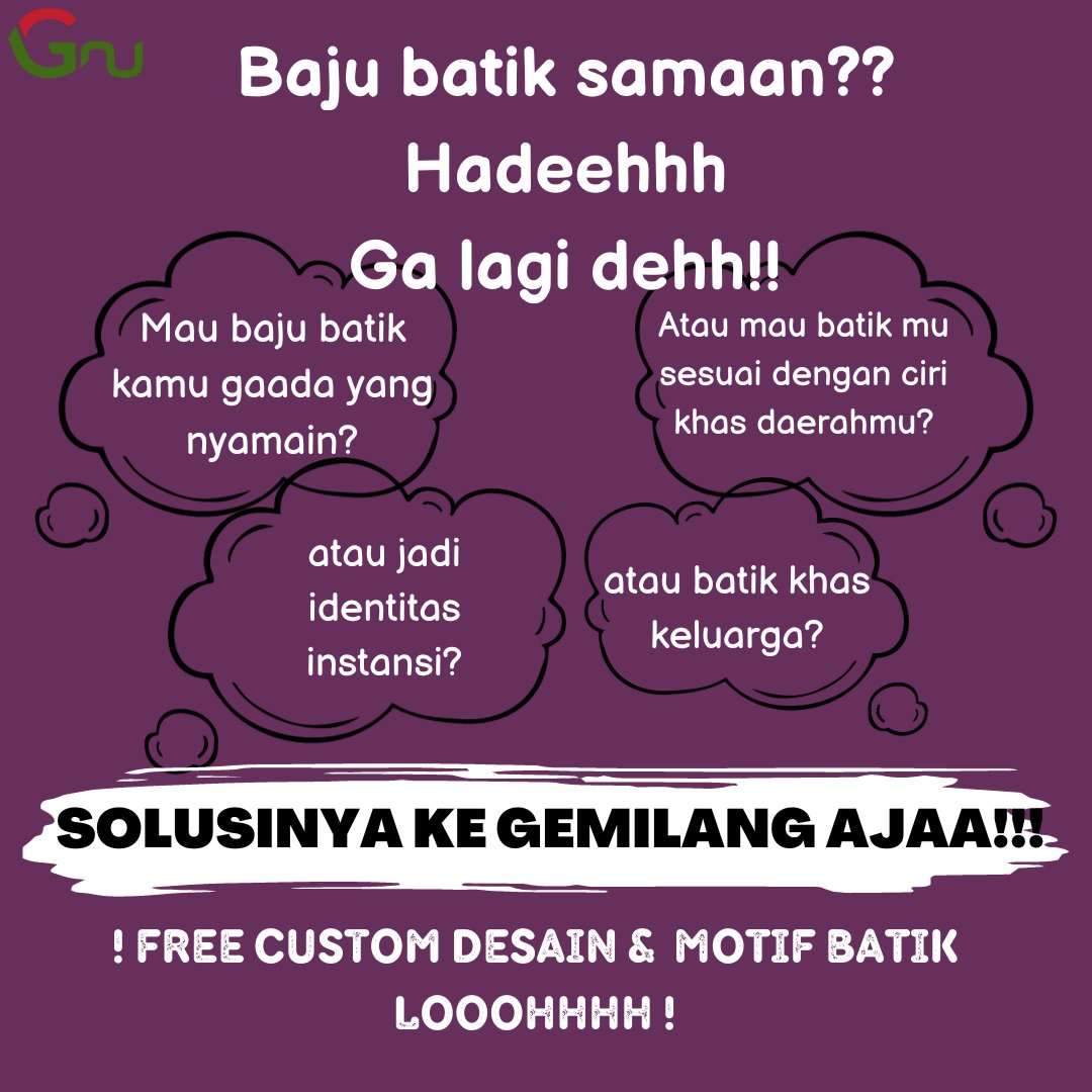 Menerima pemesanan seragam batik, kemeja kerja, wearpack, jilbab printing, jaket, hoodie, gamis, dan kaos.
More info please click link on bio✨
✨ FREE CUSTOM DESAIN ✨