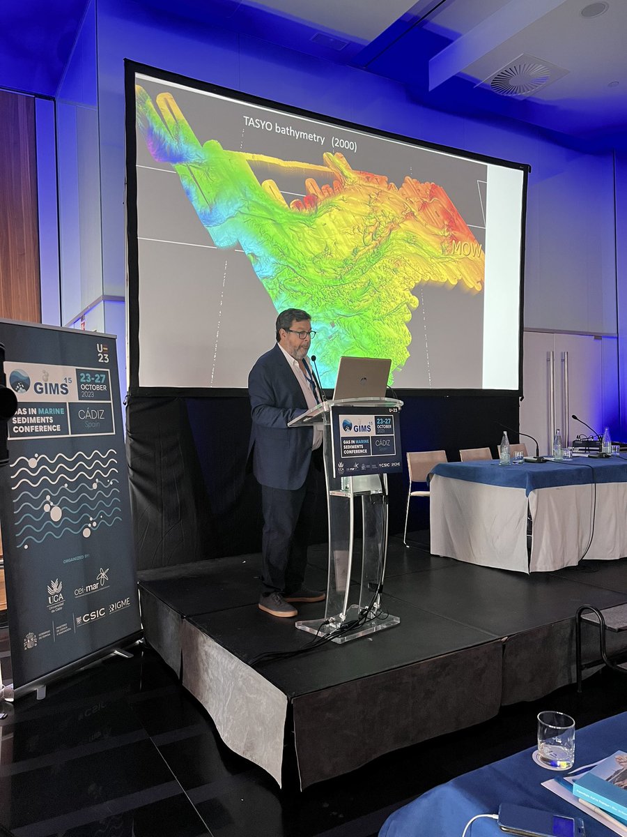 @lsomozalos comienza con la sesión de apertura del GIMS15 ‘The importance of seabed gas emissions in the Gulf of Cadiz: a review of 25 years of international research cooperation’, destacando el papel clave que tiene el Golfo de Cádiz dentro de la geología marina.