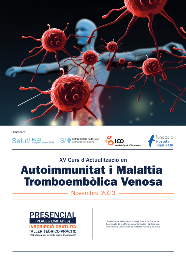 hjoan23's tweet photo. 🔴🩺El S. de Medicina Interna i Hematologia de l'@hjoan23 de  #Tarragona organitza el Curs d'actualització en Autoimmunitat i  Malaltia Tromboembòlica Venosa, adreçat a metges especialistes de  diferents especialitats medicoquirúrgiques i metges d'AP. 
➕👉https://t.co/Zcb0UBlCLG https://t.co/bpiSDAFVgp