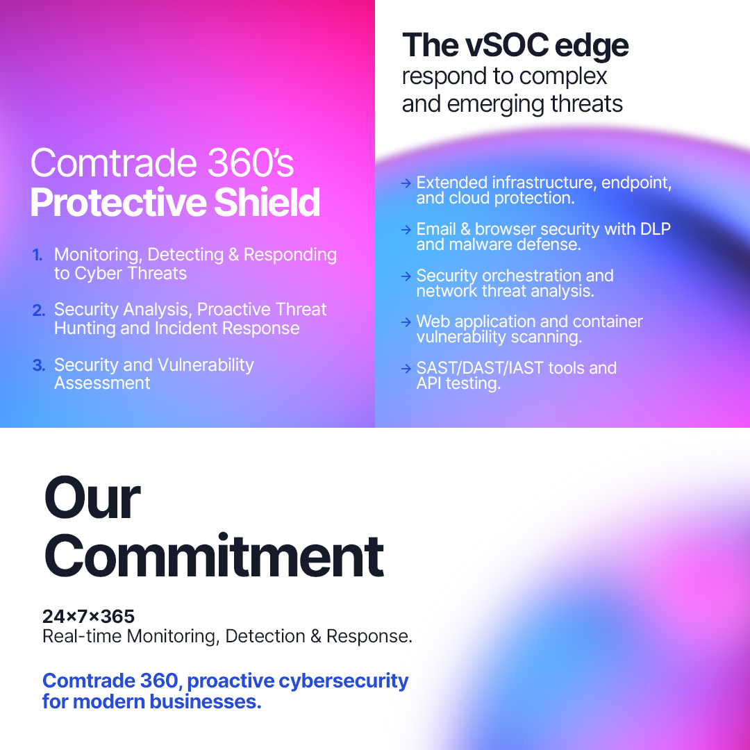Comtrade360's tweet photo. 🛡️ October is European Cyber Security Month.
From social engineering to new vulnerabilities, threats are everywhere.
#Comtrade360 keeps you one step ahead, safeguarding what's vital to your business. 🌐
#BeSmarterThanAHacker #ThinkB4UClick https://t.co/MVqNUVm5Vn