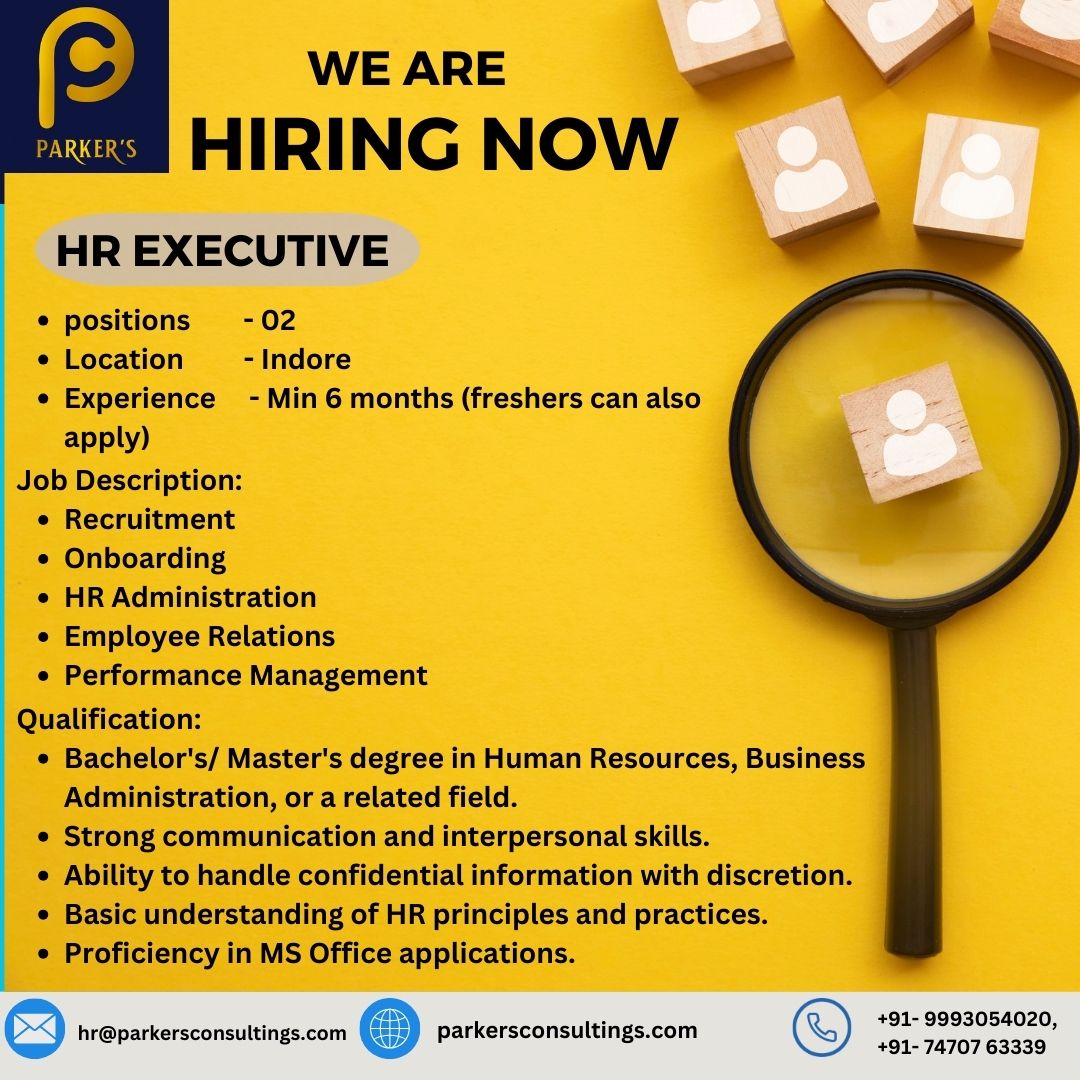 #ParkersConsulting #HR #HRHiring #WeAreHiring #JobOpenings #Hiring #HR #JoinUs #JoinUsNow #JoinUsToday #MP #Madhyapradesh #Indore #JobIndia #Recruitment #RecruitmentAlert #Naukri #JobsInIndia #Careers #JobAlert #Job #JobSearch #JobVacancy #JobSeekers #JobOpportunity