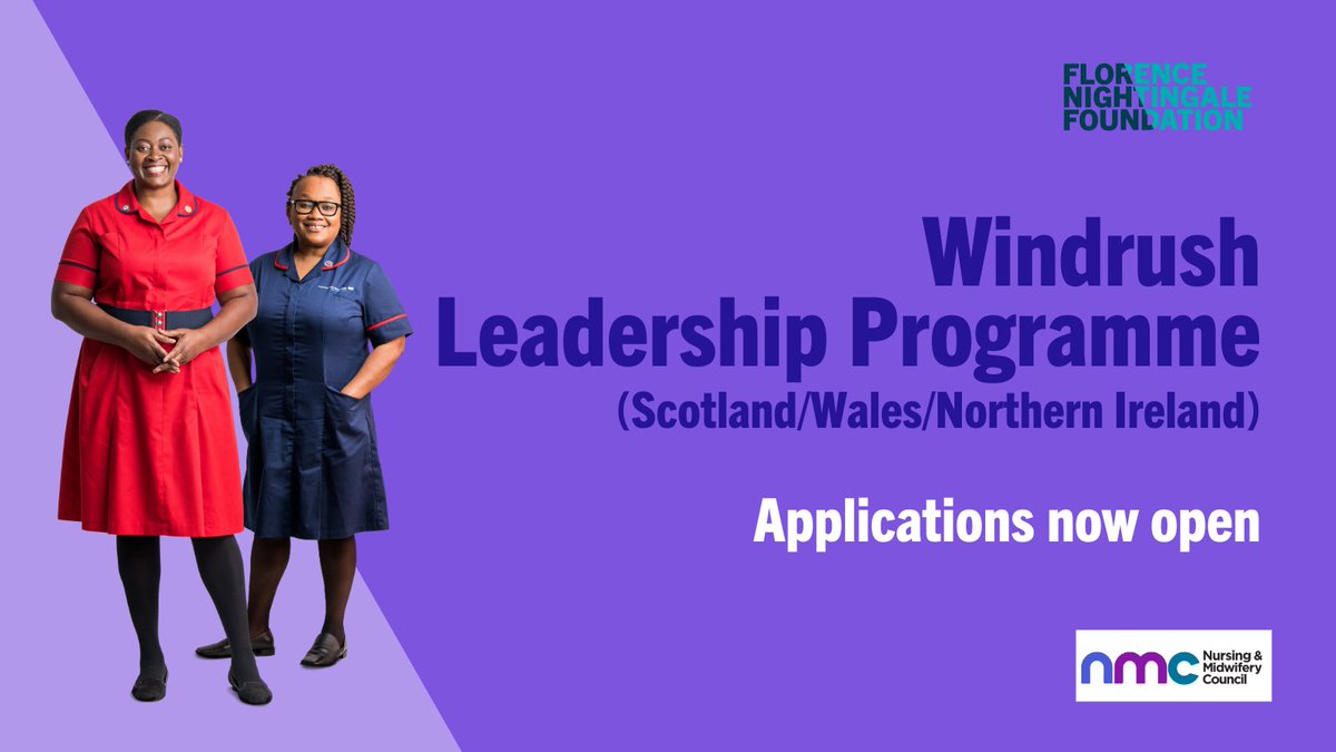Florence Nightingale Foundation (@fnightingalef) on Twitter photo ๐ขNew places available on our fully-funded Windrush #leadership programme
Are you:
โก๏ธa #nurse or #midwife min 2 years post-qual
โก๏ธfrom a global majority background
โก๏ธworking in Wales, Scot or NI
โก๏ธlooking for a new challenge
<a href="/nmcnews/">Nursing and Midwifery Council</a>
Find out more: bit.ly/3s5HYUa ๐ขNew places available on our fully-funded Windrush #leadership programme
Are you:
โก๏ธa #nurse or #midwife min 2 years post-qual
โก๏ธfrom a global majority background
โก๏ธworking in Wales, Scot or NI
โก๏ธlooking for a new challenge
<a href="/nmcnews/">Nursing and Midwifery Council</a>
Find out more: bit.ly/3s5HYUa