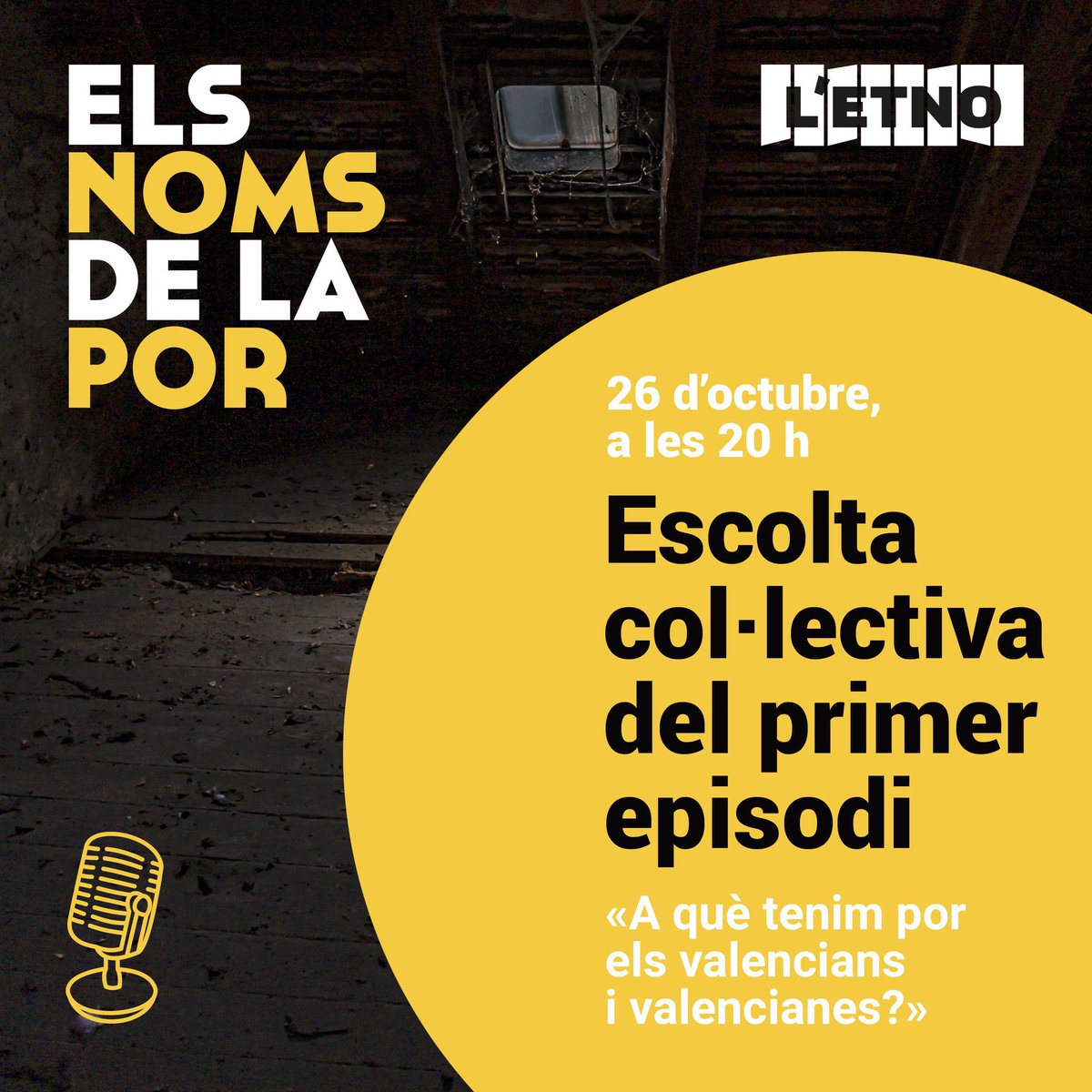 🎙️Dijous 26 d'octubre a les 20h a <a href="/letnomuseu/">L'ETNO. Museu Valencià d'Etnologia</a> estrenen el pòdcast ‘Els noms de la por’ amb una escolta col·lectiva!🎧

🧟‍♂️ “A què tenim por els valencians i les valencianes?” 👻

📧Per tal d’assistir-hi escriu un mail a: 𝐛𝐢𝐛𝐥𝐢𝐨𝐭𝐞𝐜𝐚.𝐞𝐭𝐧𝐨𝐥𝐨𝐠𝐢𝐚@𝐝𝐢𝐯𝐚𝐥 🎃