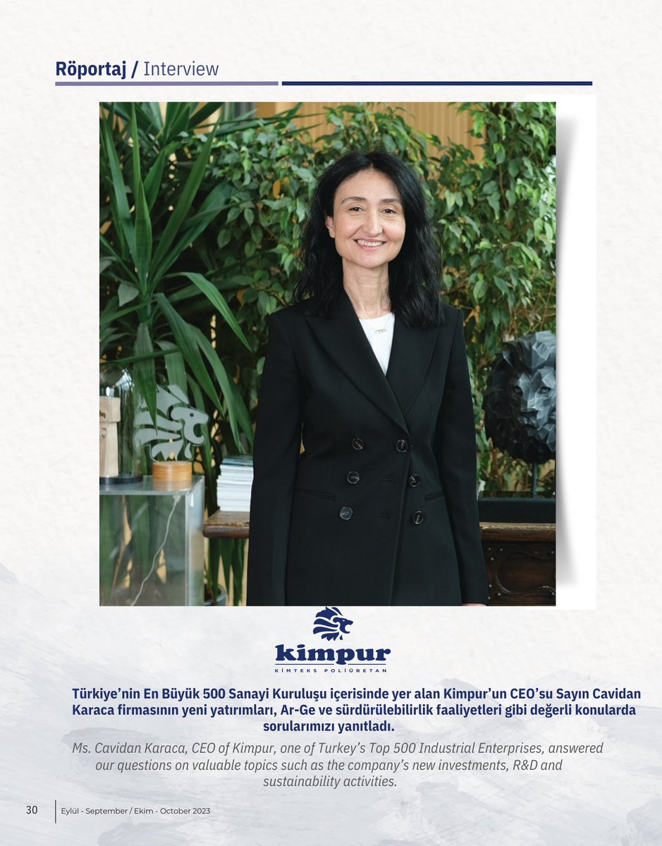 finansalkultur's tweet image. Putech&amp;amp;Composites Dergisi’nin Ekim sayısında KİMPUR CEO Cavidan Karaca, yeni yatırımlar, AR-GE ve sürdürülebilirlik çalışmaları hakkındaki soruları yanıtladı. #kimpur #kmpur