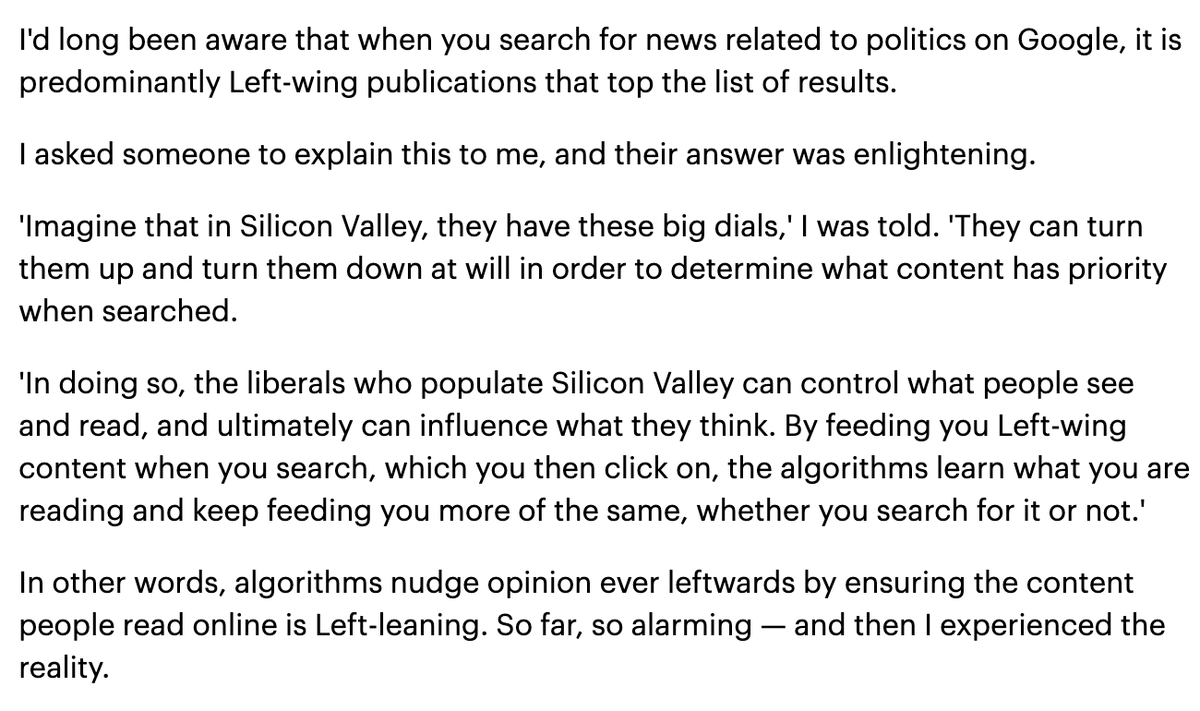 AdamBienkov's tweet photo. Nadine Dorries, who until last year was in charge of digital regulation in the UK, says tech executives have “big dials” which they deliberately use to “nudge opinion ever leftwards” and suggests this was somehow hidden from her when she met them https://t.co/Svv3uIt2qK