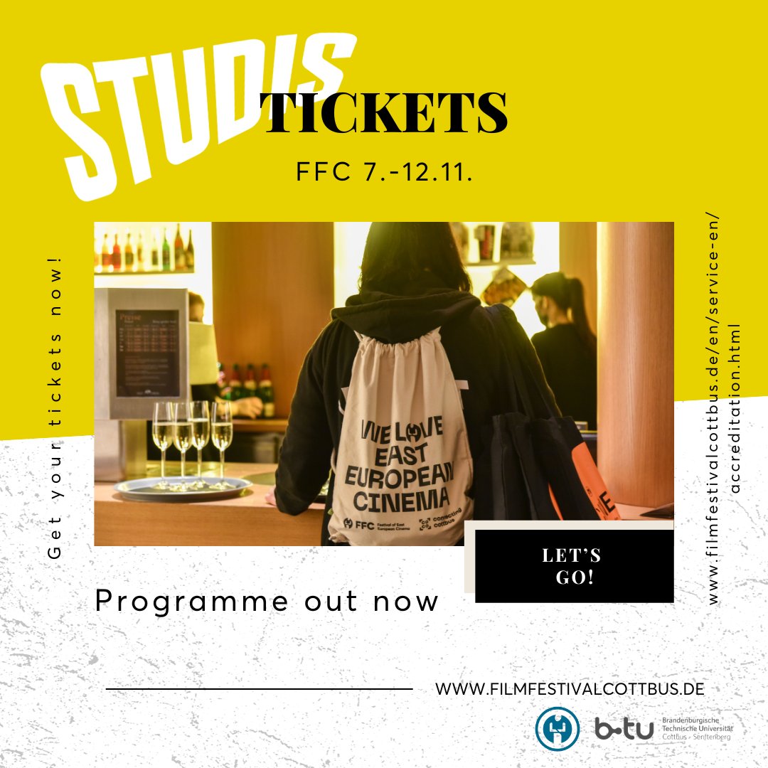 Liebe Studis, kommt zum FFC und greift zum Popcorn! Mit unserem #Studipass für 33 EUR könnt ihr so viele Filme wie möglich schauen… Ach ja, #Partys haben wir natürlich auch im Programm! Einfach akkreditieren über den Link in der Bio und los geht's 
<a href="/BTU_CS/">BTU Cottbus-Senftenberg</a>