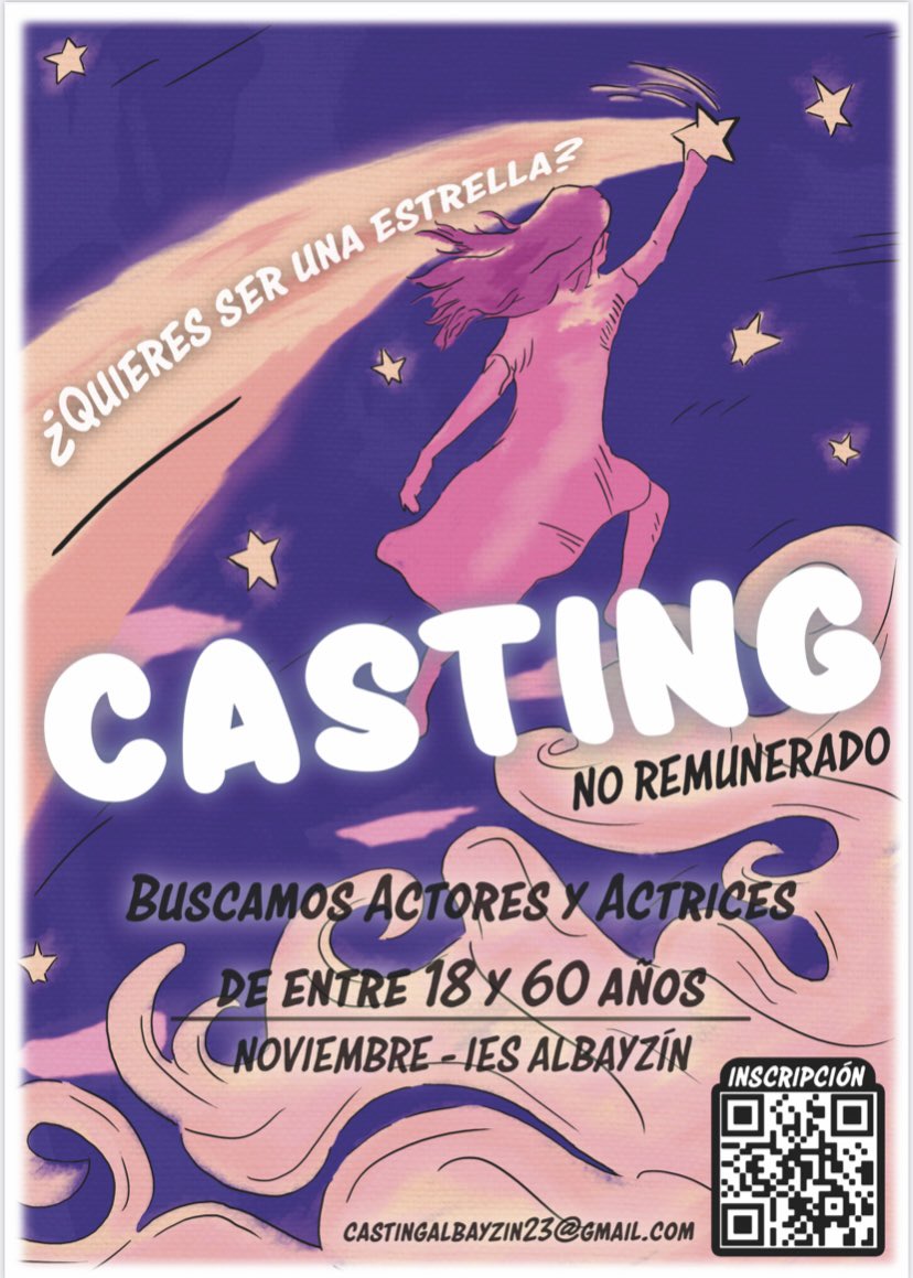 tereesash's tweet photo. Buscamos actores y actrices en Granada! Si estás interesado no dudes en inscribirte🎬🫶🏼
#granada #casting https://t.co/4mUKRt1H9q