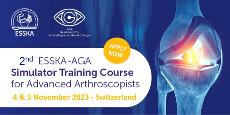 ESSKA_society's tweet photo. Want to learn and improve your arthroscopic procedures - both basic and more advanced techniques of meniscus repair and ligament reconstruction? REGISTER NOW for the ESSKA-AGA Simulator Training Course 4 &amp; 5 November 2023 in Zurich, Switzerland!
https://t.co/Is3VngEDM6 https://t.co/h284ELIjCs