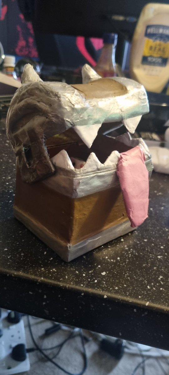 Raethegrill's tweet photo. Paper mache project a smiths chest from @DOFUS_EN! It was a project I worked on for my husbands 30th it took far too long #dofus #nom @AnkamaGames https://t.co/p17PHP0xSR