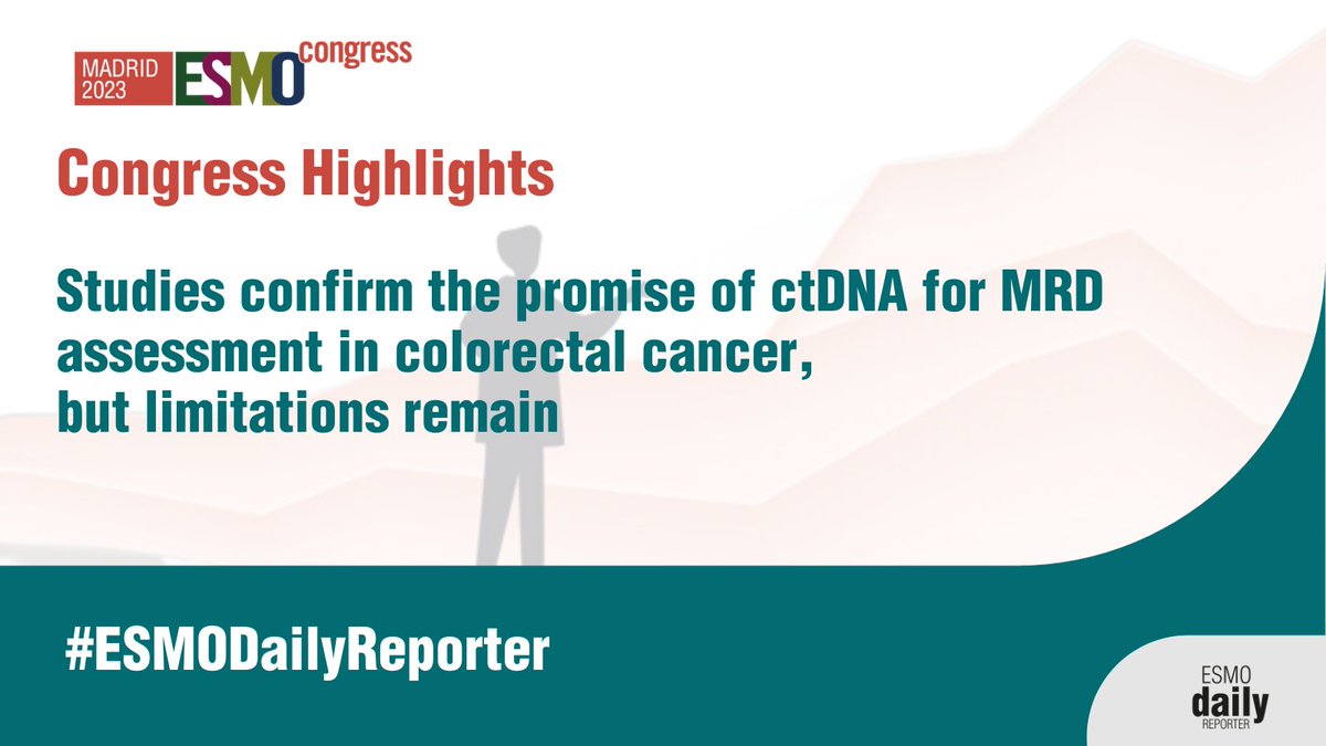 ESMO - Eur. Oncology (@myesmo) on Twitter photo #ESMO23: Positive results from the use of #ctDNA for #MRD assessment in #ColorectalCancer, but sensitivity and specificity of different assays still limit interpretation and validation for #ClinicalPractice @UmbertoMlapel1 <a href="/JeanneTie/">Jeanne Tie</a> #ESMODailyReporter 👉dailyreporter.esmo.org/esmo-congress-… #ESMO23: Positive results from the use of #ctDNA for #MRD assessment in #ColorectalCancer, but sensitivity and specificity of different assays still limit interpretation and validation for #ClinicalPractice @UmbertoMlapel1 <a href="/JeanneTie/">Jeanne Tie</a> #ESMODailyReporter 👉dailyreporter.esmo.org/esmo-congress-…