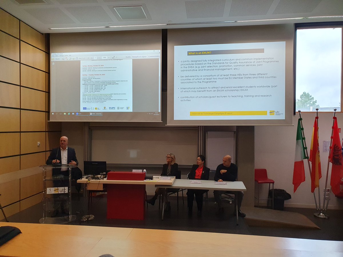 Journée de lancement du projet #Erasmus Mundus Joint Master "sustainable systems engineering" à l'@utcompiegne 
Avec les partenaires : univ Gênes, université Catalogne, université Tirana et #UTC