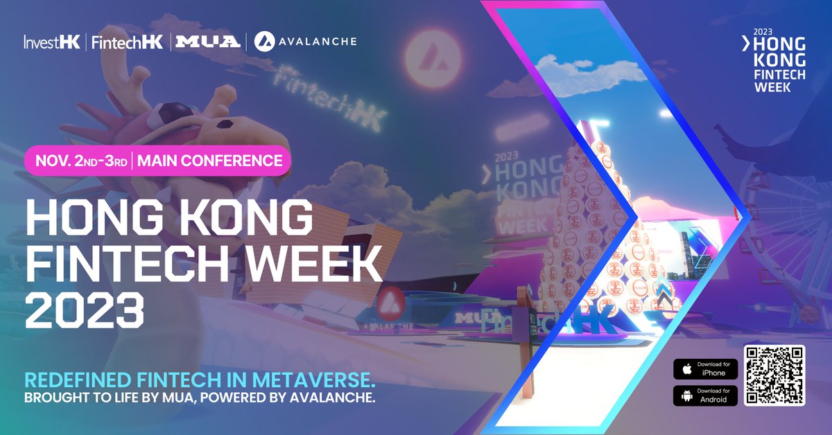 MUA_MUADAO's tweet photo. MUA is proud to be the Official Metaverse Event Organizer for #HKFTW2023, one of the premier tech events of the Asia-Pacific region, hosted by @InvestHK & @HongKongFinTech.

Dive into our latest blog post to explore how we're crafting an exclusive #metaverse on the @Avax C-Chain for this monumental event. ⬇️
🗞️https://t.co/6aSgwvjj1o