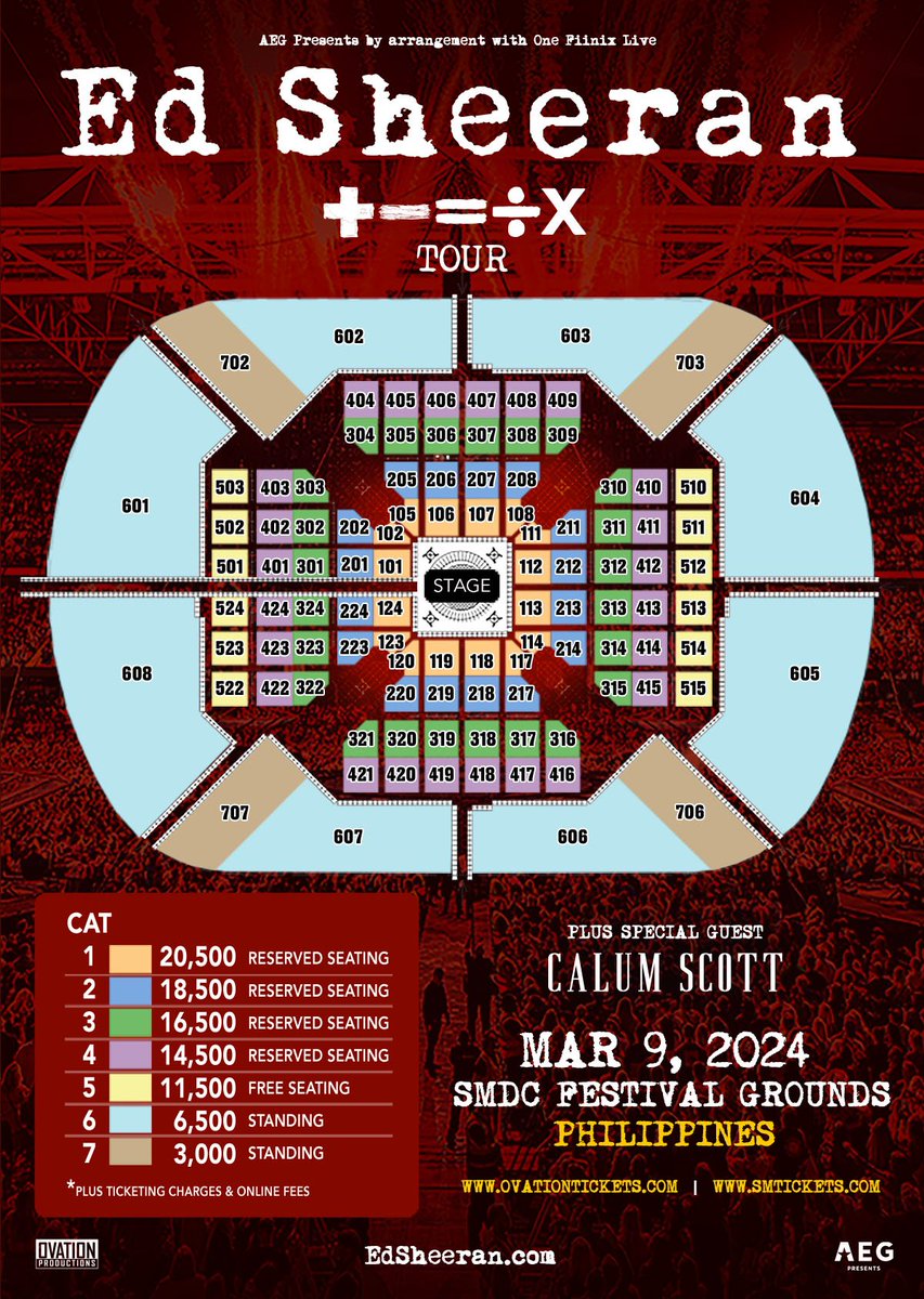ovationprod's tweet photo. Seat plan and ticket prices for Ed Sheeran + - = ÷ x Tour in Manila.  

Tickets on sale October 26 (12nn) at https://t.co/QSNSen8DX0 and https://t.co/acTZcWszLf https://t.co/mdLvfocW8h