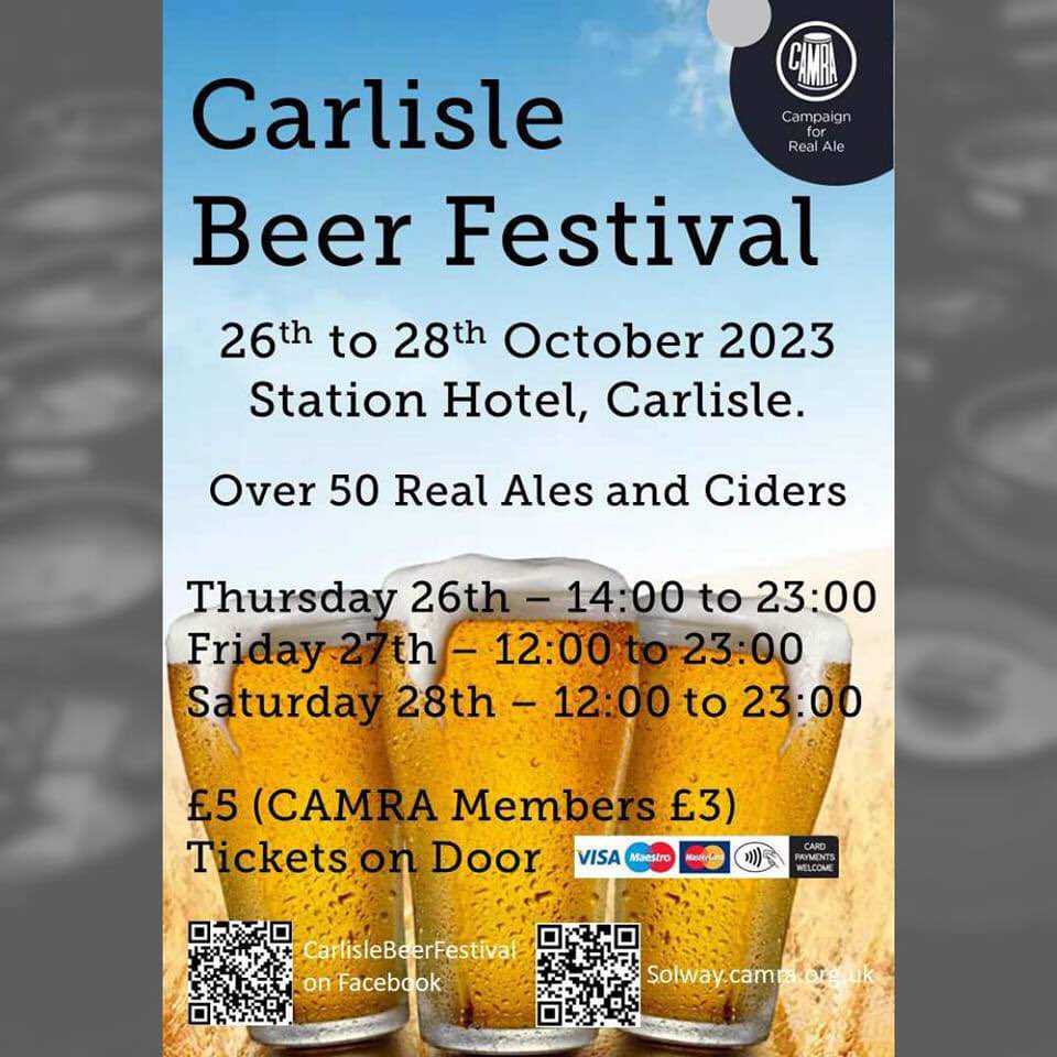 Excited to be heading up to Carlisle to welcome back the Solway CAMRA Carlisle Beer Festival this week. We have a very rare cask ready from 2pm on Thursday. It won’t last long. We’ll see you at the bar 🍻.