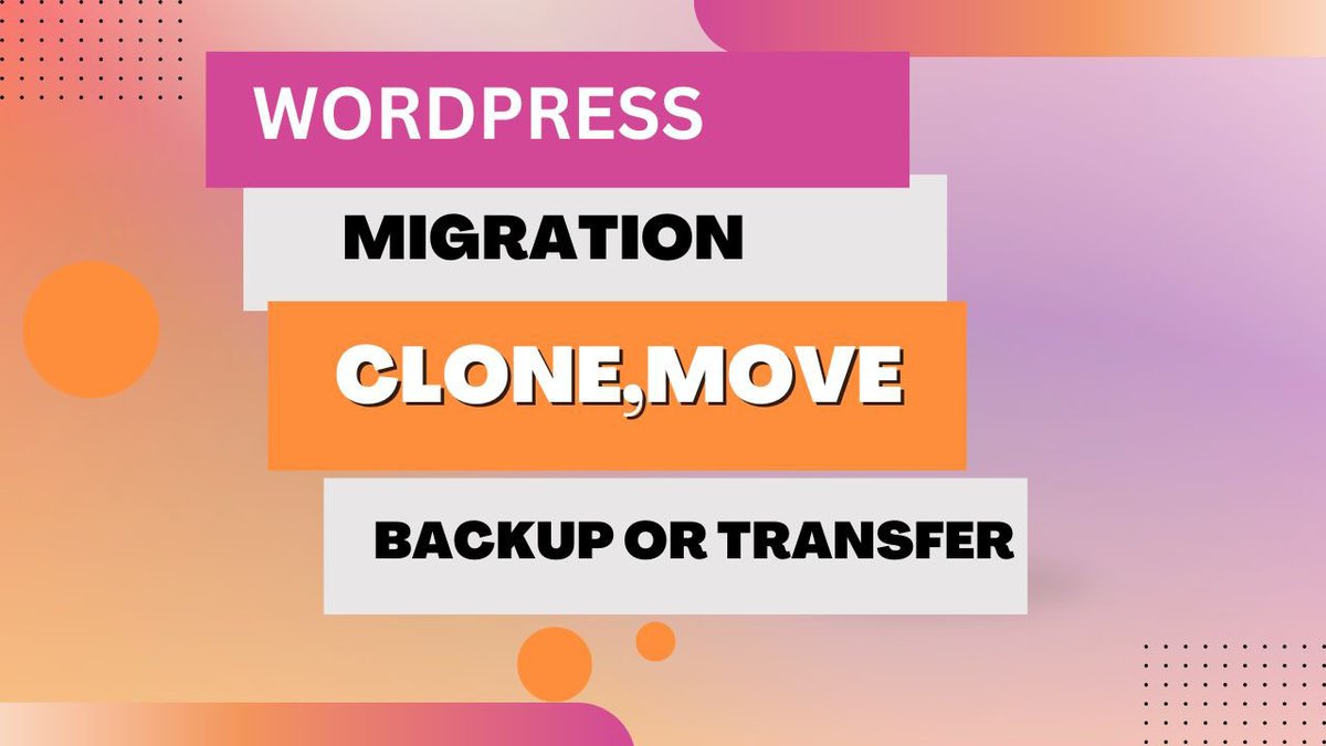 I will migrate or clone your wordpress website to new host
My Service

Old host to another new host
Old domain to new domain
Clone wp site
Install wordpress
Order Now:fiverr.com/s/ga1Rbb
#BUCK #wordpresswebsite #WebsiteDesign  #websitedevelopment #websiteredesign