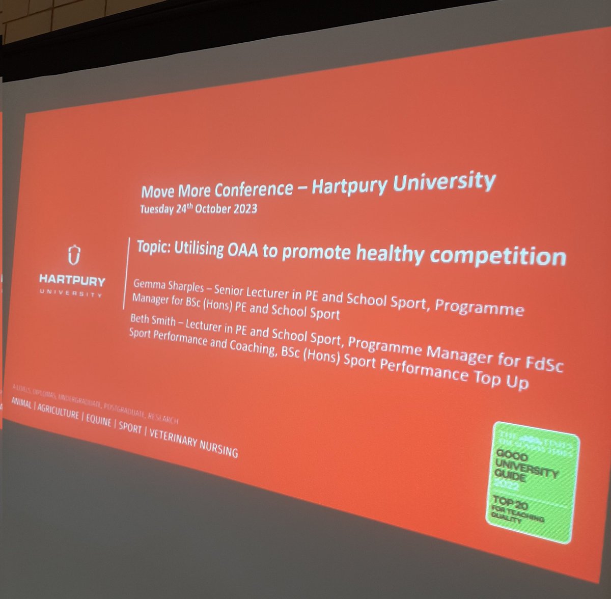 Pleasure to be delivering this morning at <a href="/MoveMoreCIO/">Move More</a> PE Conference representing <a href="/Hartpury/">Hartpury University and Hartpury College</a> <a href="/HartpuryHESport/">Hartpury University Sport Department</a> with <a href="/gemma_sharples/">finlay stevenson</a>. 

Topic: Utilising OAA to promote competition.
