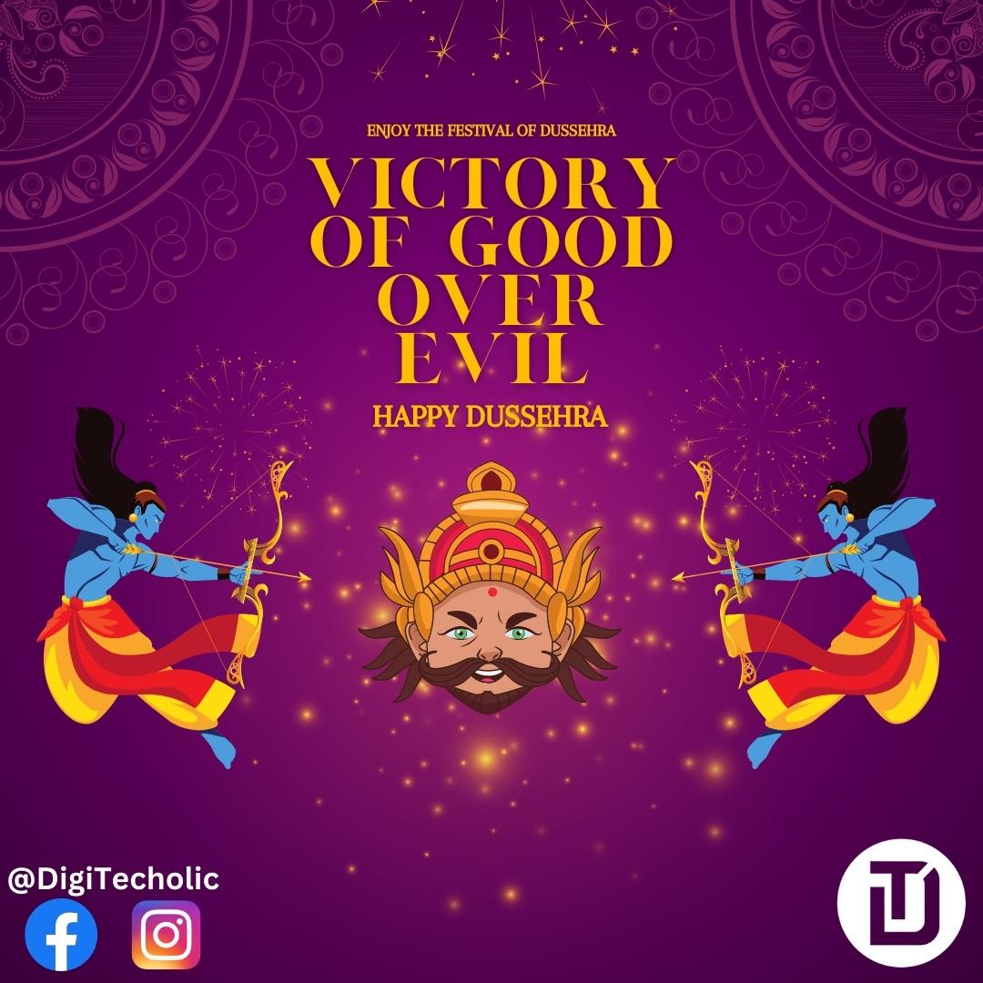 digitecholic's tweet photo. Wishing you a very happy and filled with love Dussehra with moments of triumph and accomplishment. Happy Dussehra!
.
#dussehra #happydussehra #dussehraspecial #vijayadashami #ravan #dussehrawishes #LordRam  #dussehrafestival #triumph #durgapuja #navratri #maadurga #digitecholic https://t.co/oencLkLoZn