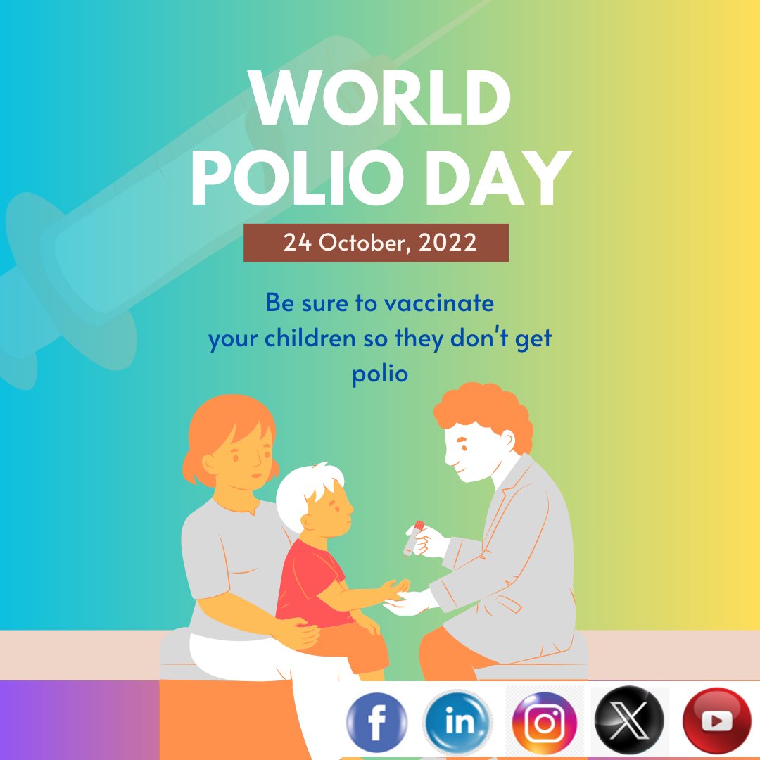 World Polio Day is observed annually on October 24th. It is a day dedicated to raising awareness about the global efforts to eradicate polio, a vaccine-preventable viral disease. This year, the theme of the day is "A Healthier Future for Mothers and Children."
#WorldPolioDay