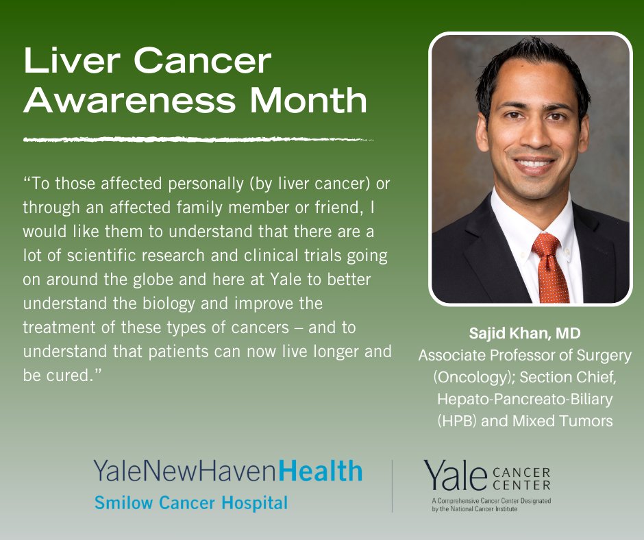 Smilow Cancer Hospital (@smilowcancer) on Twitter photo .<a href="/sajkhanmd/">Sajid Khan</a> discusses advances in the treatment of #LiverCancer and the scientific research taking place at <a href="/YaleCancer/">Yale Cancer Center</a> in a recent Q&A for #LiverCancerAwarenessMonth.
➡️bit.ly/45Ickd9
<a href="/YaleSurgery/">Yale Surgery</a> <a href="/YaleMed/">Yale School of Medicine</a> <a href="/YNHH/">Yale New Haven Hosp</a> .<a href="/sajkhanmd/">Sajid Khan</a> discusses advances in the treatment of #LiverCancer and the scientific research taking place at <a href="/YaleCancer/">Yale Cancer Center</a> in a recent Q&A for #LiverCancerAwarenessMonth.
➡️bit.ly/45Ickd9
<a href="/YaleSurgery/">Yale Surgery</a> <a href="/YaleMed/">Yale School of Medicine</a> <a href="/YNHH/">Yale New Haven Hosp</a>