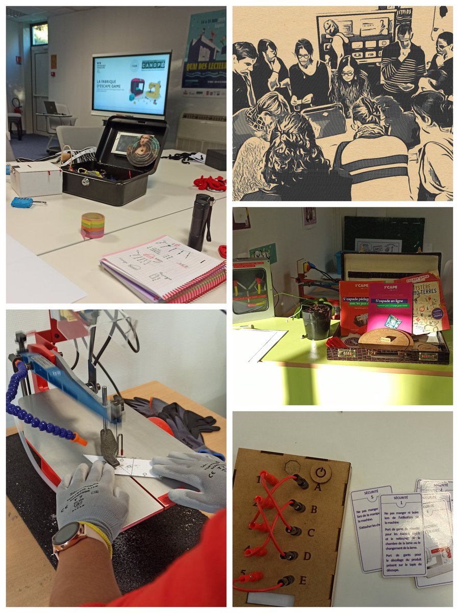L'#escapegame pour la découverte du #fablab du @canope49 est terminé. Les ateliers pour créer son propre matériel commencent !