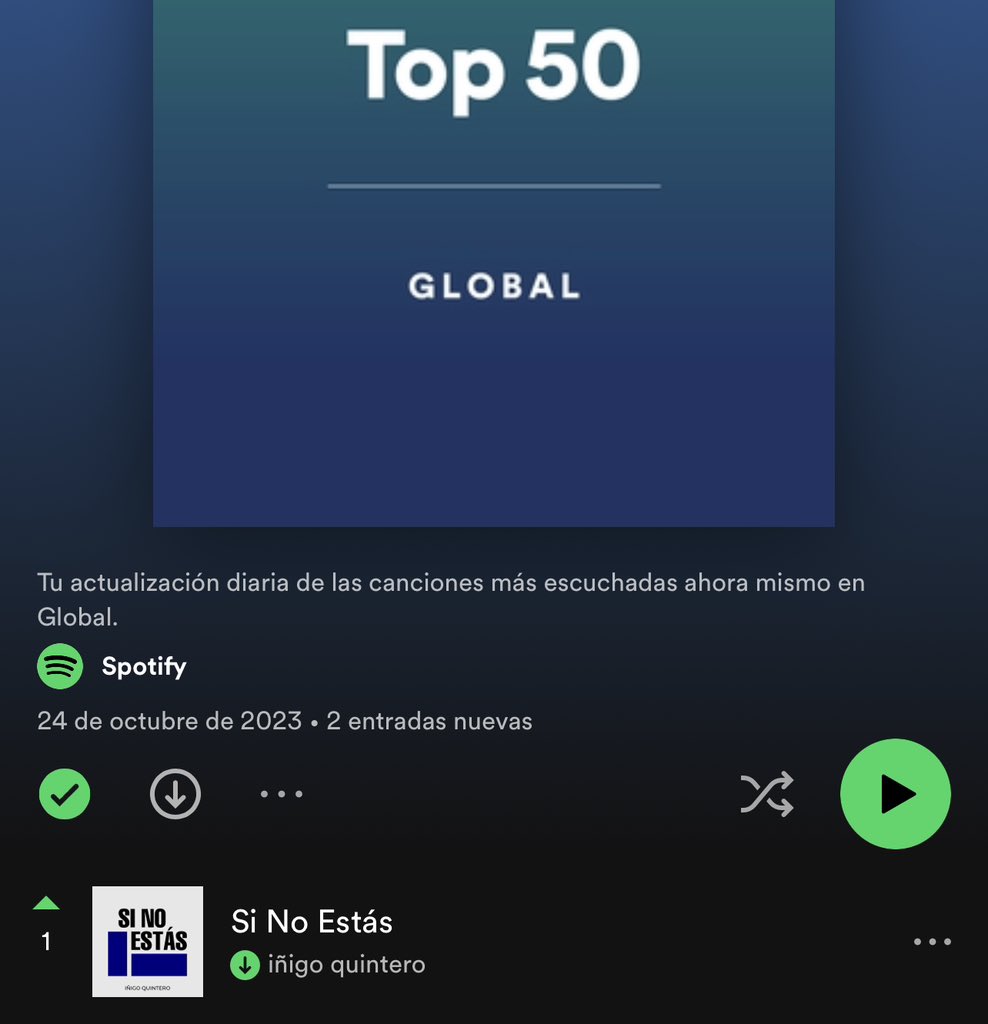 “Si no estás” de Íñigo Quintero asciende al Top 1 global, convirtiéndolo en el primer artista español en poner una canción en solitario la número 1 del mundo.