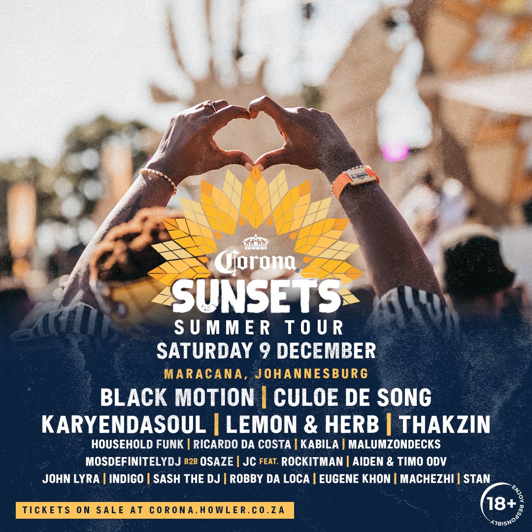 The Corona Sunsets Summer Tour is officially here! We're bringing together some of South Africa's most talented artists for a series of unforgettable events this summer.
Kick back and relax as we celebrate the beauty of the sunset together.
#coronasummertour #Thisisliving