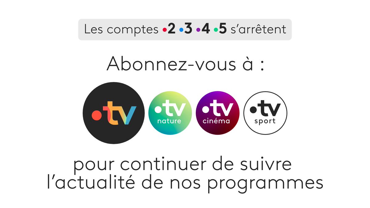 FranceTV's tweet photo. Documentaires, fictions, divertissements, magazines...

Retrouvez désormais toute l'actualité de nos programmes sur le compte @francetv et sur les comptes @francetvsport, @francetvcinema et @francetvnature ! https://t.co/R1N50dN6FU