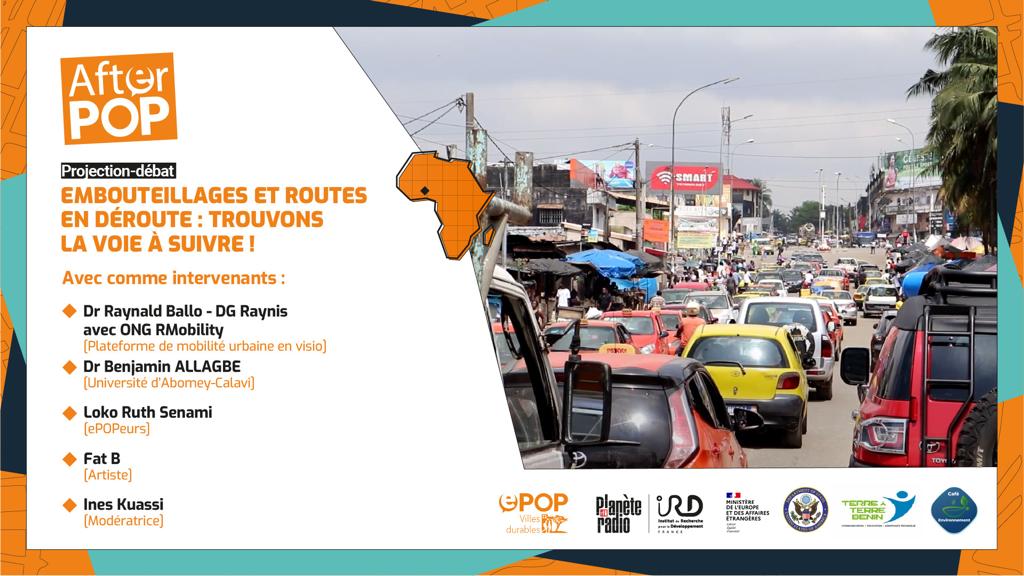 Quelles solutions face aux embouteillages et aux routes dégradées ?

🎬 After Pop
📆 Jeudi 26 octobre 2023
🪧 American Corner, Université d'Abomey-Calavi
⏲️ 9h
👉🏿 cafeenvironnement@gmail.com

#ecoblog #villesdurables