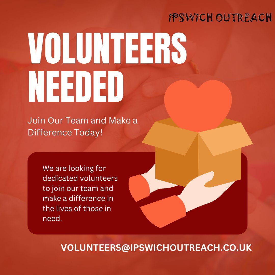 IpswichOutreach's tweet photo. We're in need of Volunteers to join our Soup Kitchen on a Tuesday, Wednesday, Friday and Saturday!

For more information please contact volunteers@ipswichoutreach.co.uk https://t.co/9fkIgDBseP