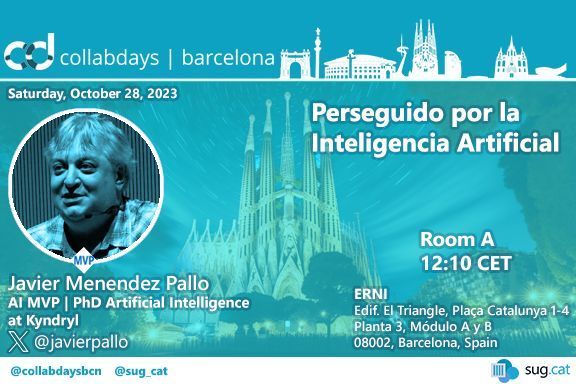 CollabDays_BCN's tweet photo. En el #Collabdays #BCN @JavierPallo nos presentará su sesión "Perseguido por la #InteligenciaArtificial". ¡No te la puedes perder! #IA
📖 Agenda y registro: https://t.co/szYfb7S0Kq 
📍 Donde: @ERNI Barcelona (Pl. Catalunya, 1-3, 3a pl.)
📅 Cuando: 28/10/2023 https://t.co/HYKL1gsXhy