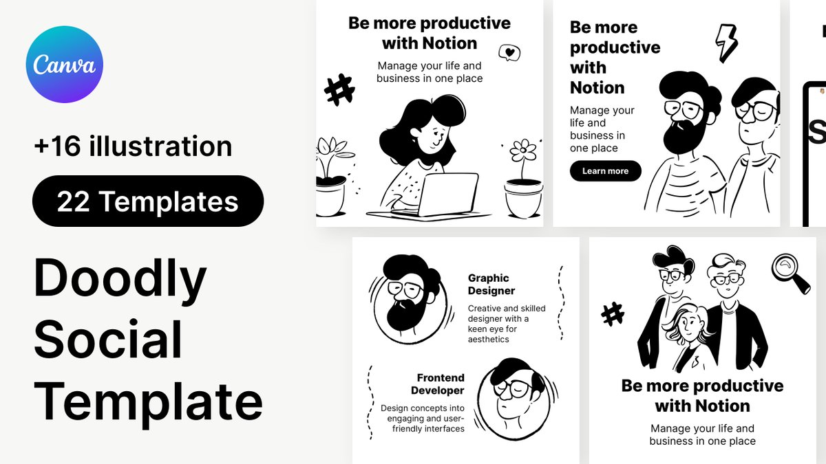soltwagner's tweet photo. I  created Notion Style Social Post in Canva and Illustrations 🙌

- 11 Instagram Post and Story
- 16 Illustrations in Hand drawn Notion style

Normally cost is $5 but next 24h only it's totally Free 🎉

RT, Like &amp; Reply "SEND" below and I will send you the link in DM ✅ https://t.co/whvcoqni66
