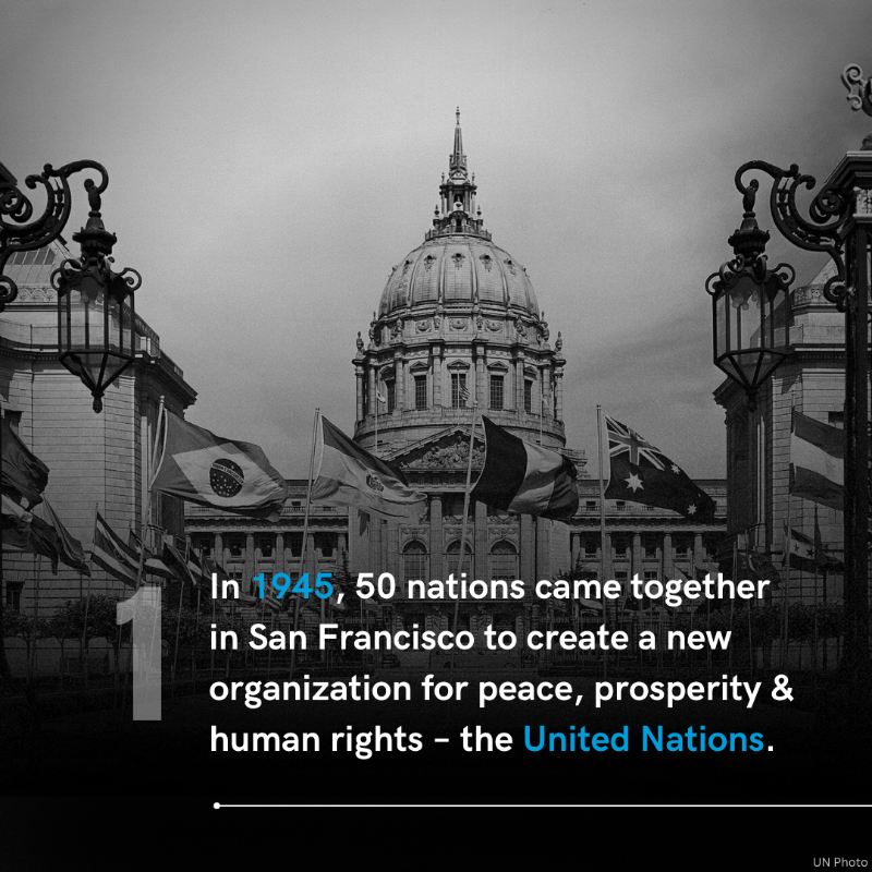 UN's tweet photo. The Charter of the United Nations entered into force 78 years ago.

On #UNDay, scroll through for facts about the history of the UN and our efforts around the globe.