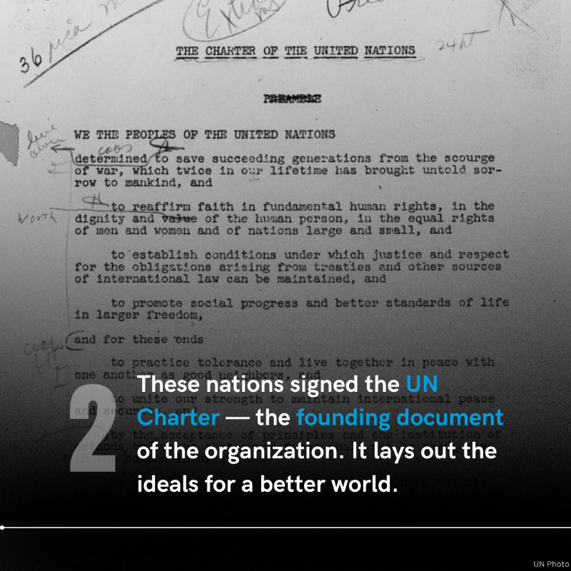 UN's tweet photo. The Charter of the United Nations entered into force 78 years ago.

On #UNDay, scroll through for facts about the history of the UN and our efforts around the globe.