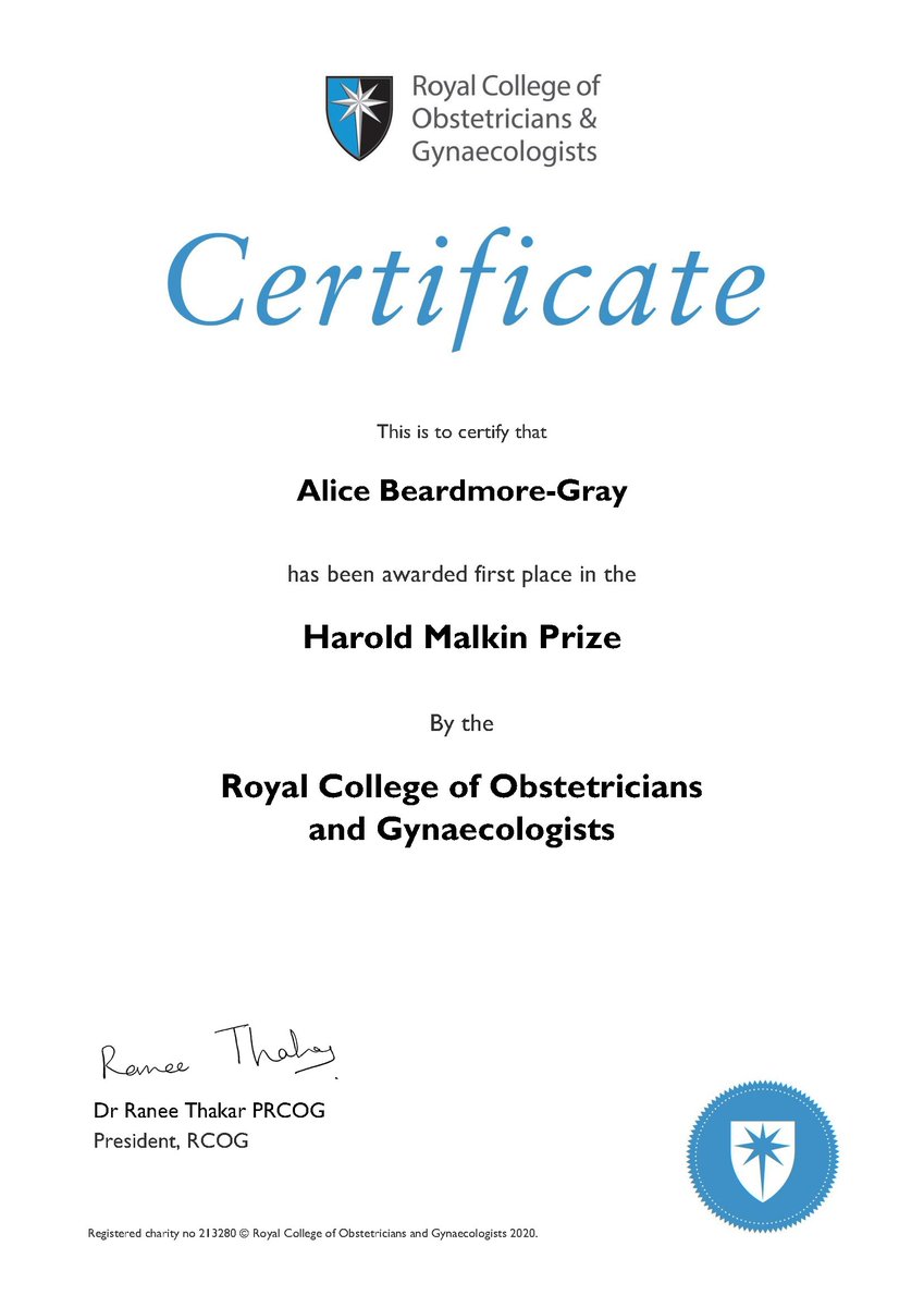 Dr. Alice Beardmore-Gray (@alicebgray) on Twitter photo Over the moon to have been awarded 1st Place in the Harold Malkin Prize by <a href="/RCObsGyn/">RoyalCollegeObsGyn</a> for the CRADLE-4 Trial showing planned early birth for pre-eclampsia from 34wks in LMICs reduces stillbirth - phenomenal team work and delighted to shine a spotlight on global maternal health! Over the moon to have been awarded 1st Place in the Harold Malkin Prize by <a href="/RCObsGyn/">RoyalCollegeObsGyn</a> for the CRADLE-4 Trial showing planned early birth for pre-eclampsia from 34wks in LMICs reduces stillbirth - phenomenal team work and delighted to shine a spotlight on global maternal health!