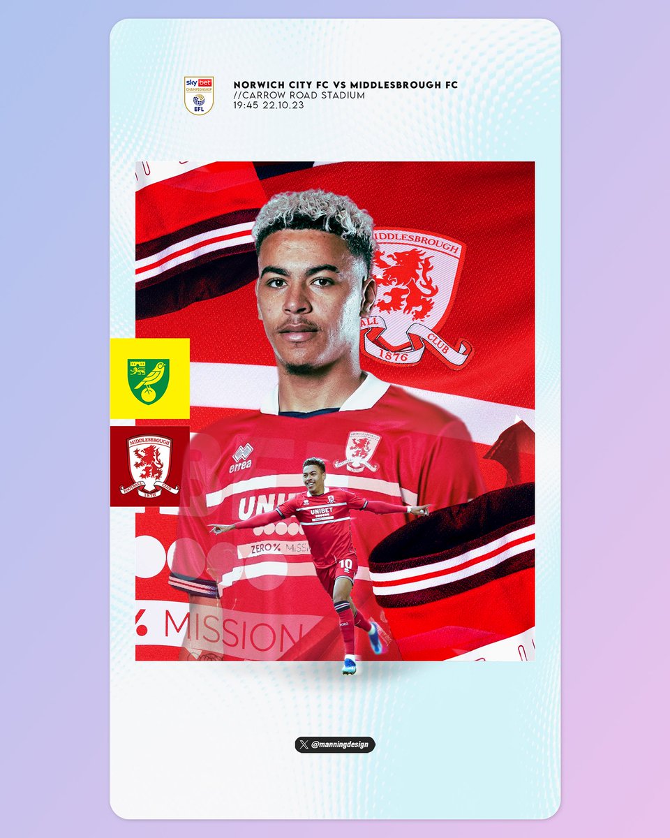 MATCH DAY graphic for @morgz_10 ⚽️

@NorwichCityFC vs @Boro tonight at 19:45

Up the berra #UTB #BORO

#MatchdayGraphics #FootballDesign #PlayerGraphics #FootballMatchday #SportsDesign