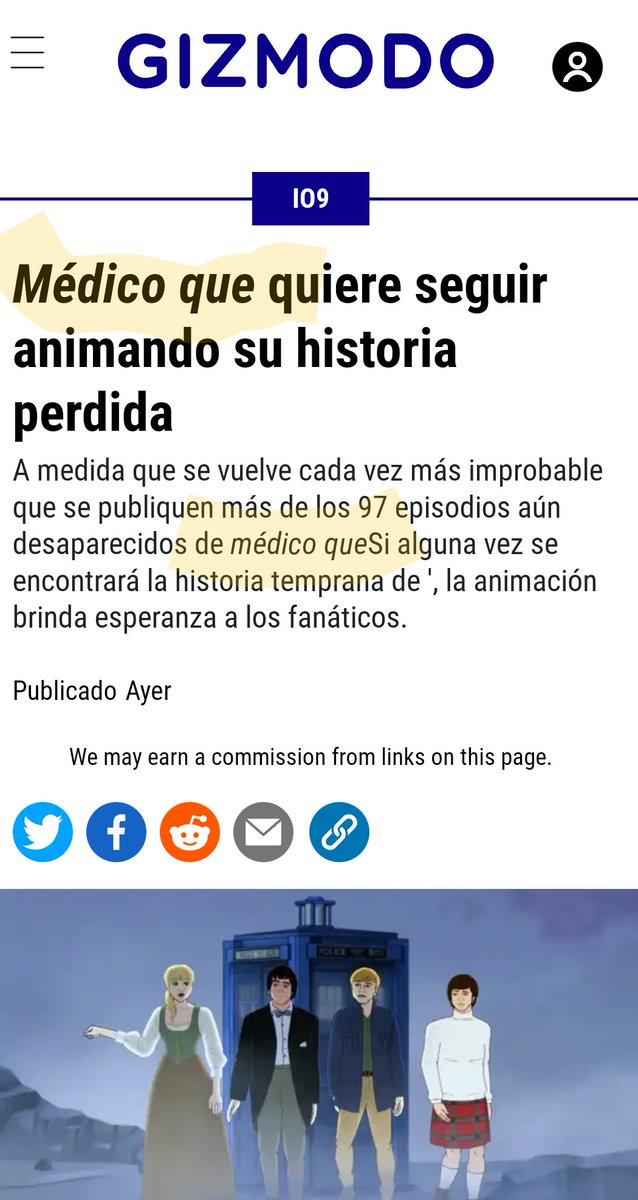 ravenkry's tweet photo. Gizmodo no sólo toma contenido de otras páginas sino que también usa la IA para mal traducir las cosas. Quedando patente que ni siquiera tienen a alguien para corregir los textos. 
Dr Who = médico que https://t.co/xazP0c8jPh