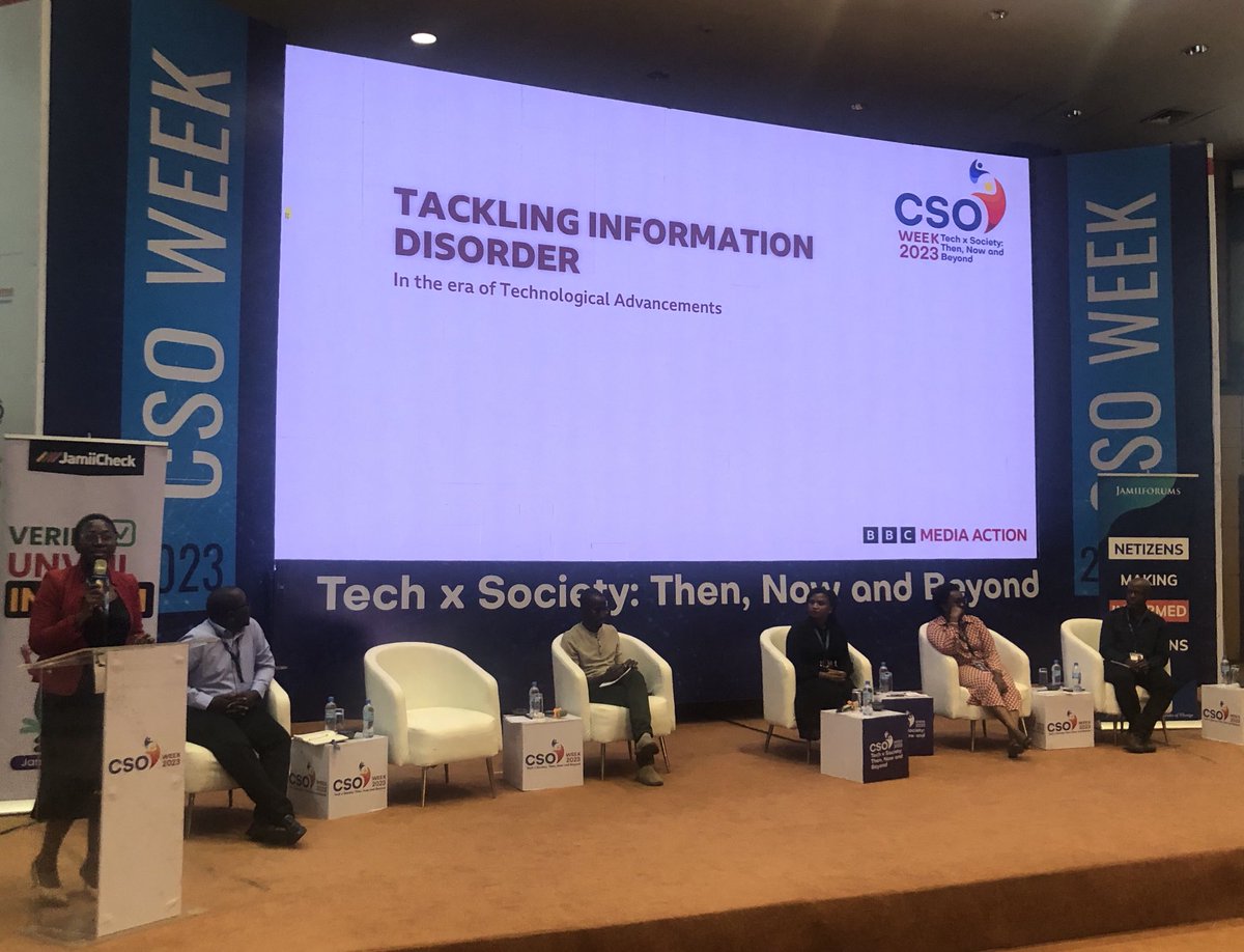 aeyakuze's tweet photo. Just heard a mind-blowingly realistic clip from a podcast generated entirely by AI! 😳

What an amazing session on “Tackling Information Disorder” organized by ⁦@bbcmediaaction⁩ &amp; ⁦@JamiiForums⁩ &amp; brilliantly moderated by   
⁦⁦@tulanana⁩ 

#CSOWeek2023 https://t.co/e2BUBgFhMl