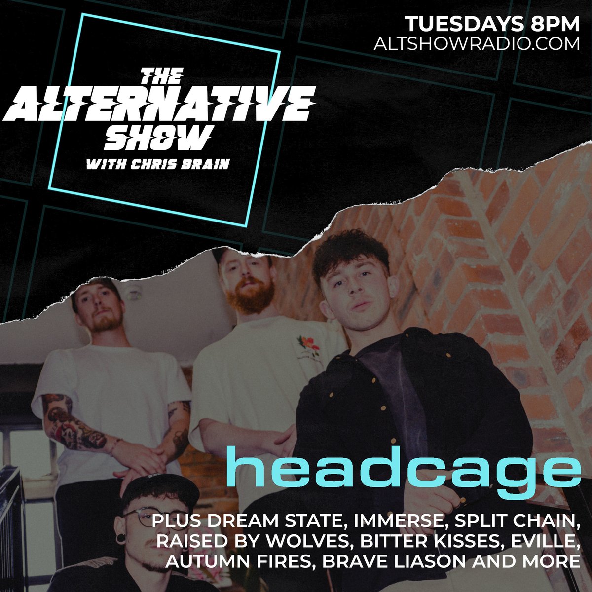 💥TUESDAY 8PM ALTSHOWRADIO.COM💥 On this weeks show I am joined by @headcageuk to chat about their debut EP, this weeks 🔥 HOTTEST TRACK 🔥 from @DreamStateUK music from from @splitchainband @RbwUK @bitterkissesuk @EvilleBand @AutumnFiresUK @BRAVELIAISON and LOADS more!
