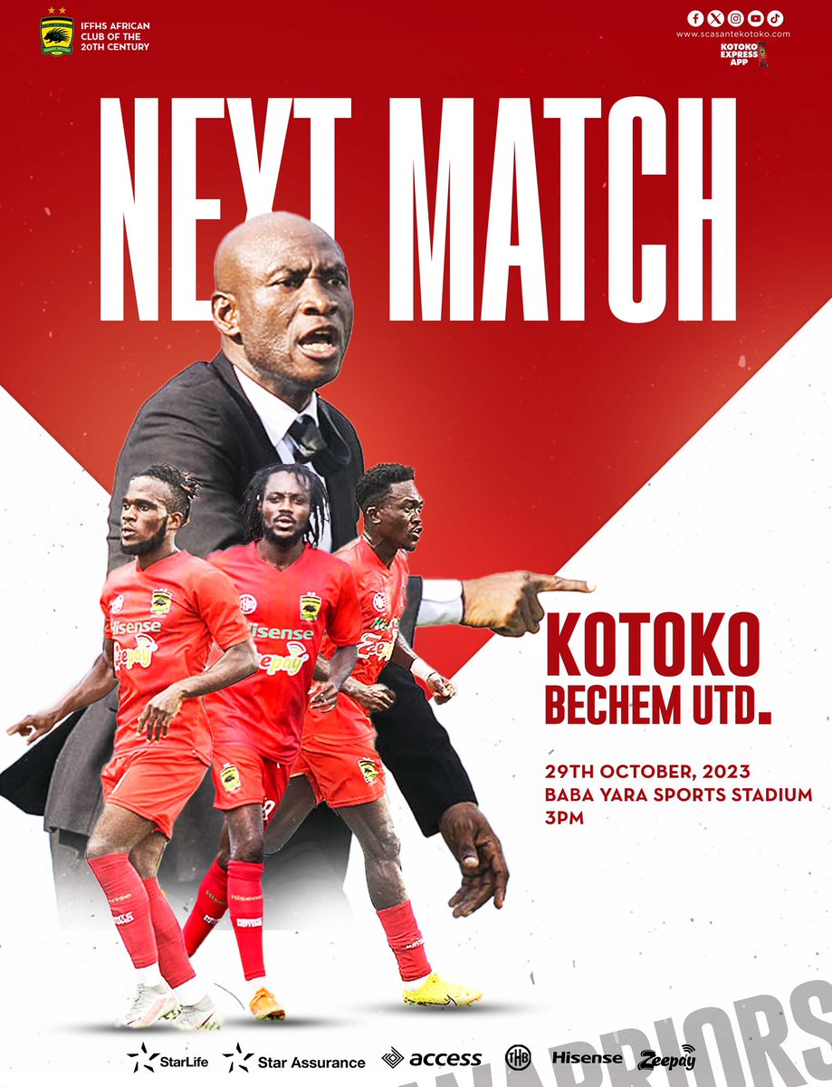 AsanteKotoko_SC's tweet photo. 🏡 We switch our focus to Bechem United on Sunday.

Kick off is at 3:00pm  
#GPLMD7

#AKSC #Fabucensus https://t.co/2PKNDnil2I